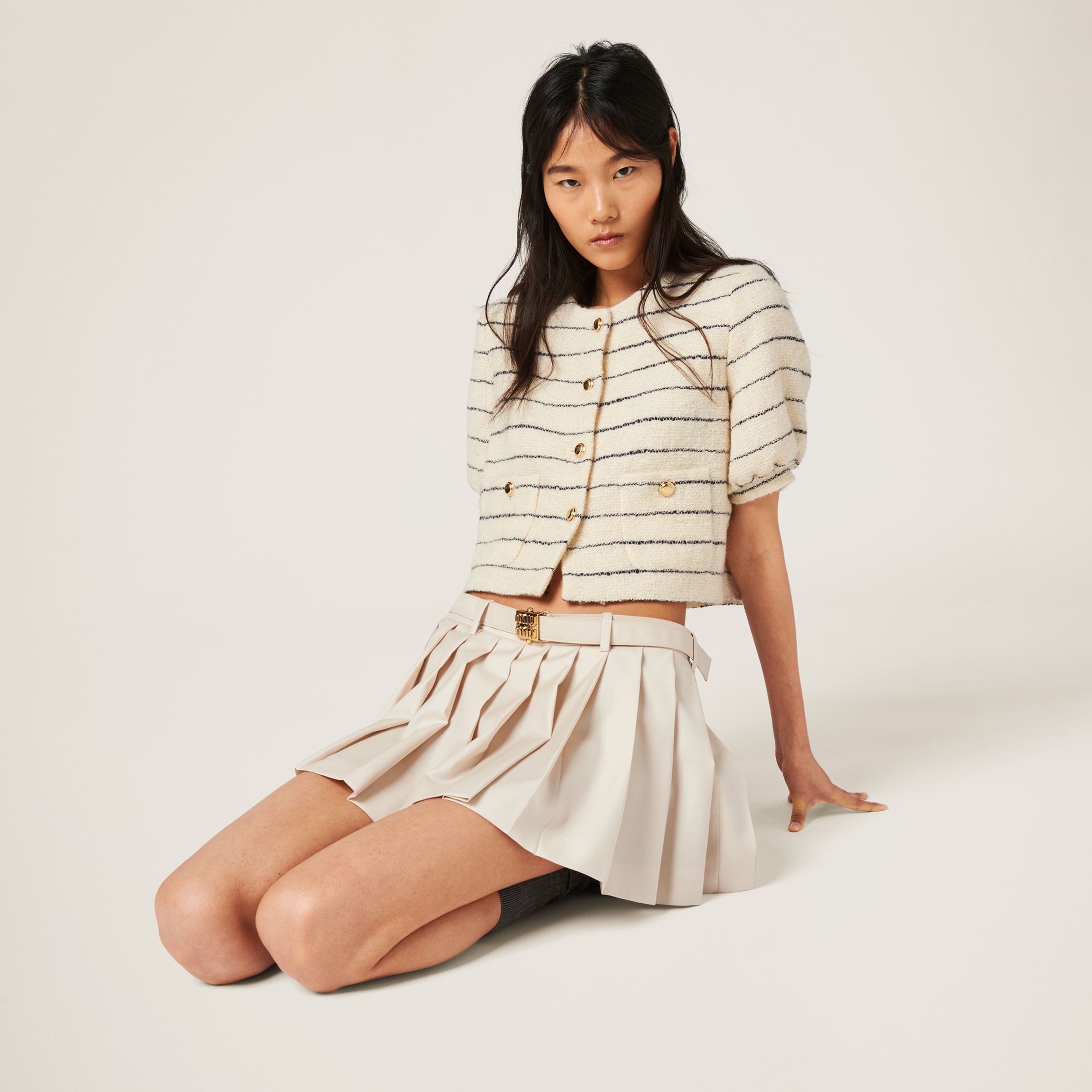 Pleated batavia miniskirt - 6