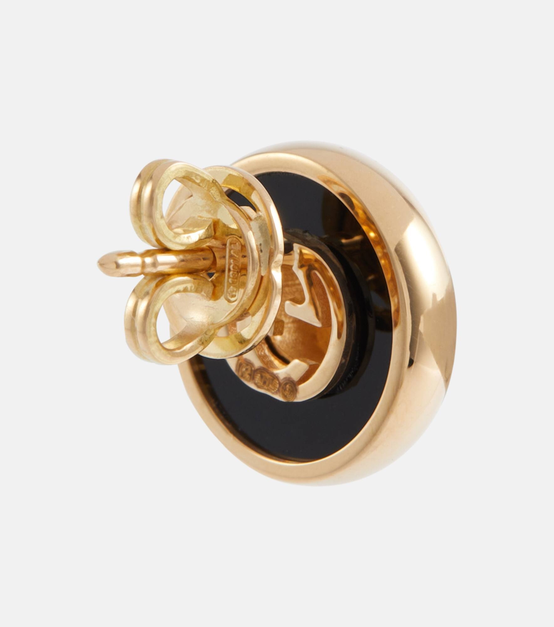 Interlocking G 18kt gold earrings with onyx - 4