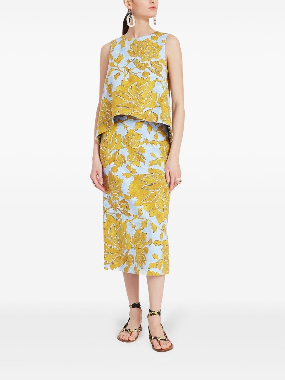 floral-print pencil skirt - 2