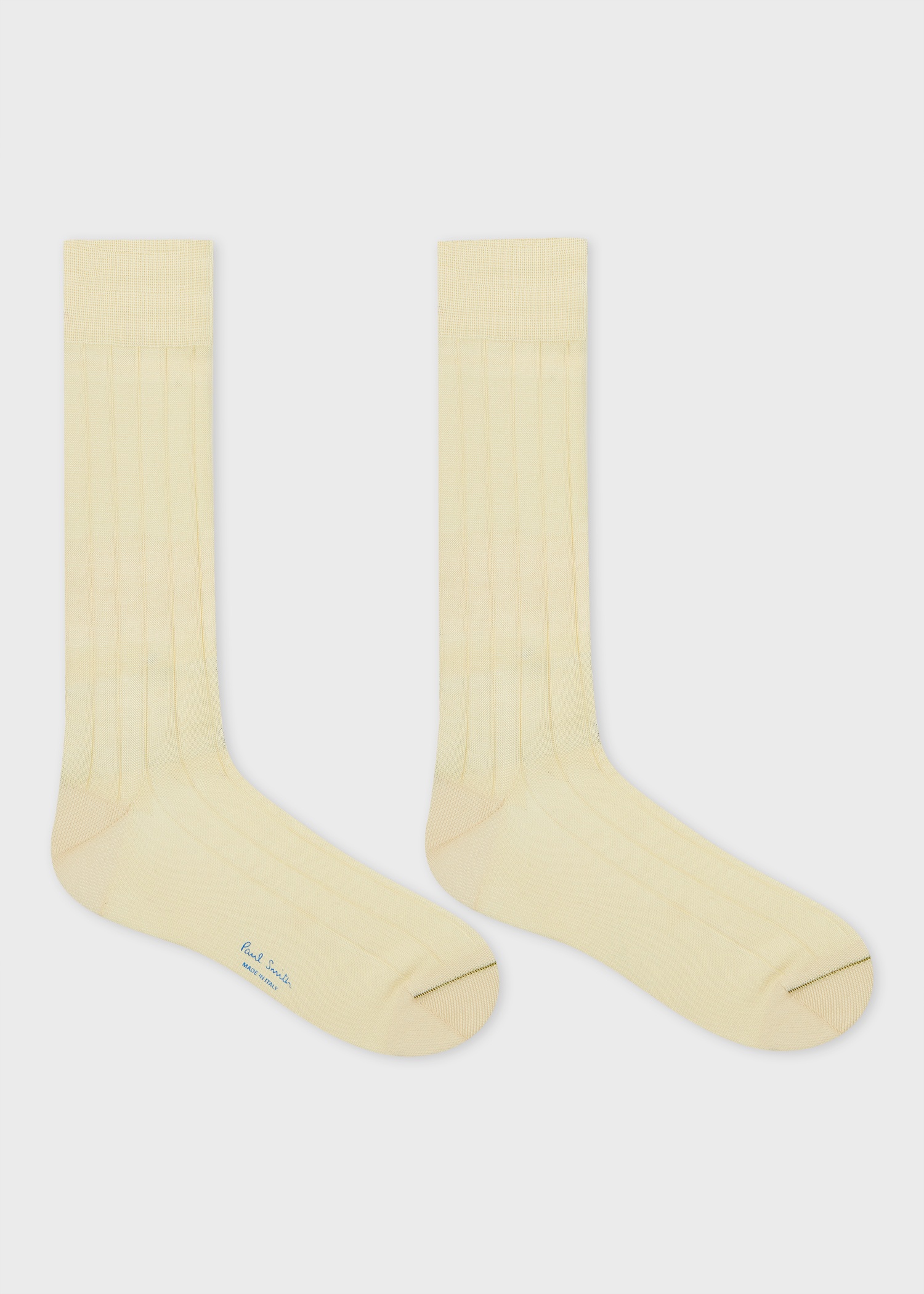 Cream Ribbed Cotton Socks - 2