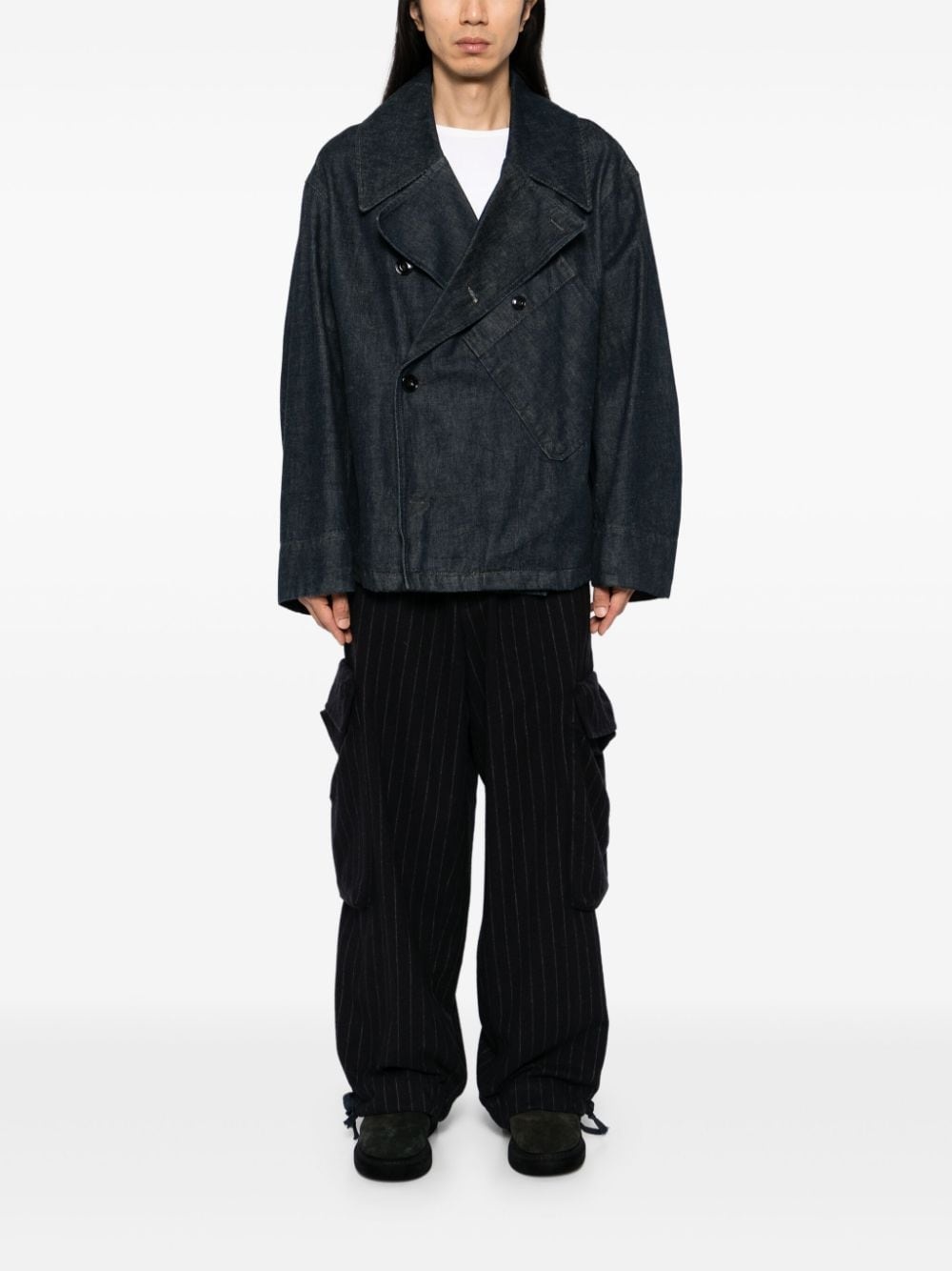 pinstriped wide trousers - 2