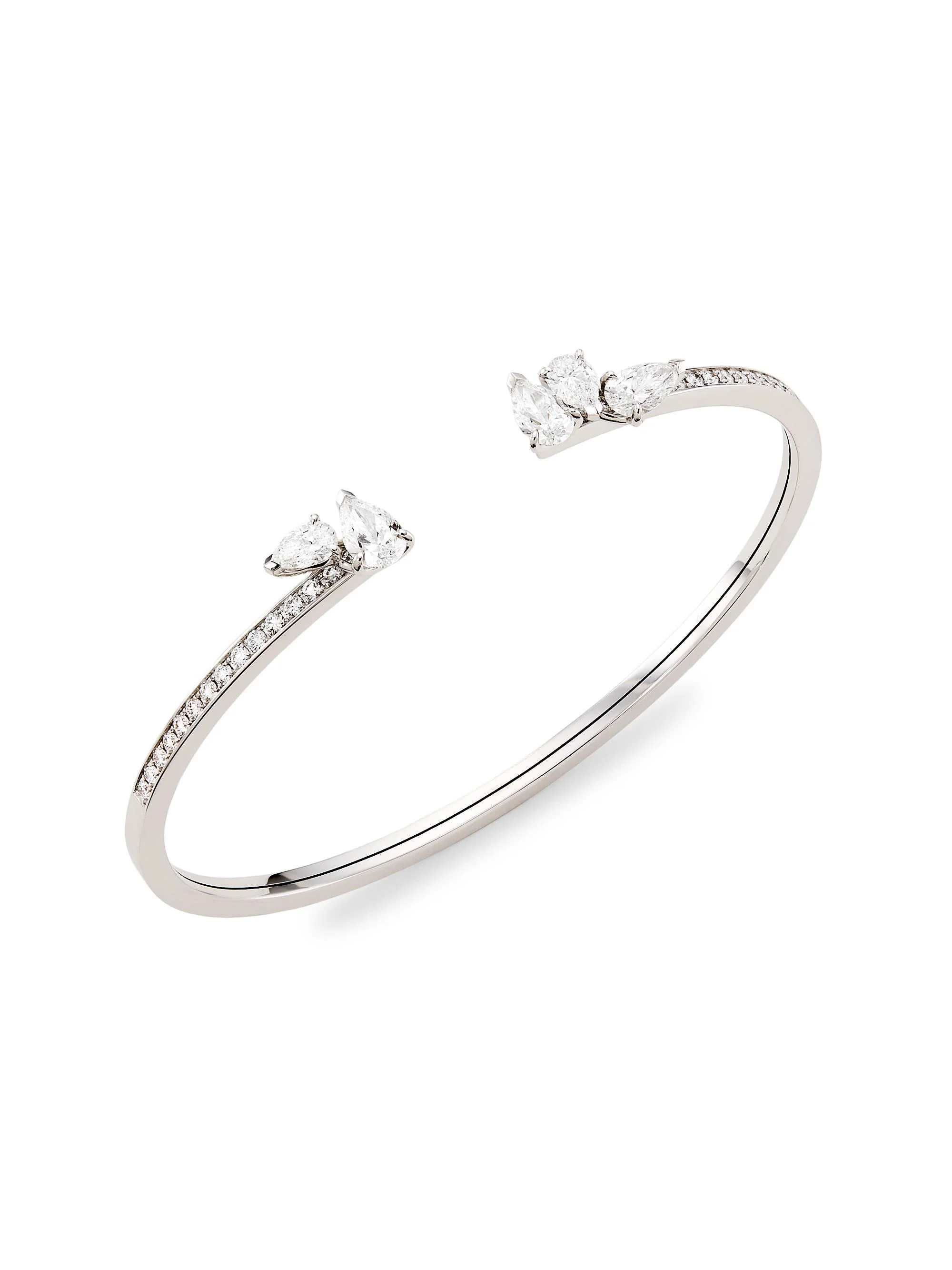 Women's Serti Sur Vide 18K White Gold & Diamond Bangle - White Gold - 1