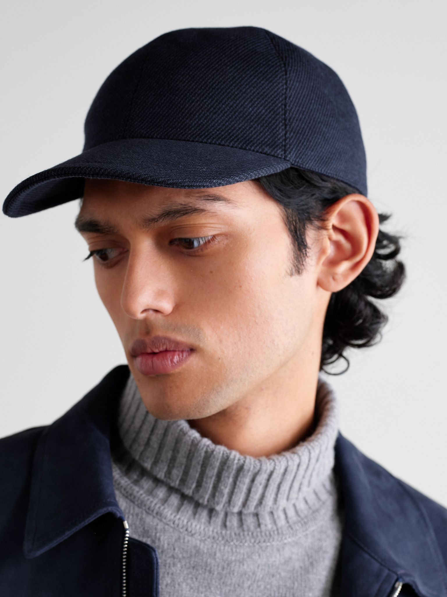 Wool and Cashmere-Blend Twill Baseball Cap Navy - 2