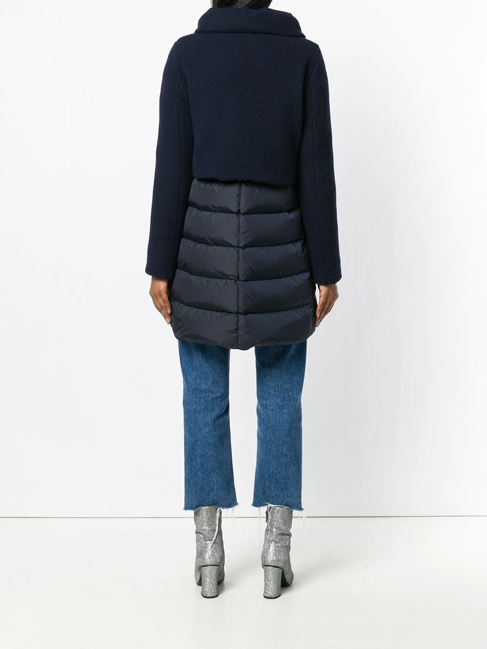 knit panel padded coat - 4