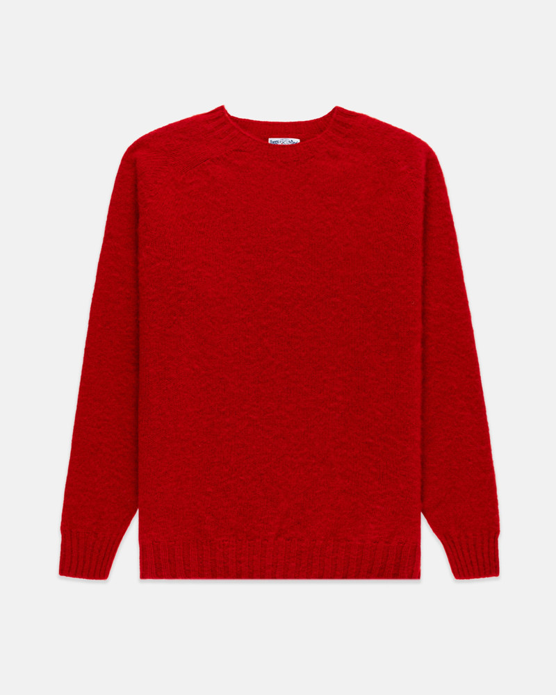 J. PRESS MADE-IN-SCOTLAND RED SHAGGY DOG SWEATER  - TRIM FIT outlook