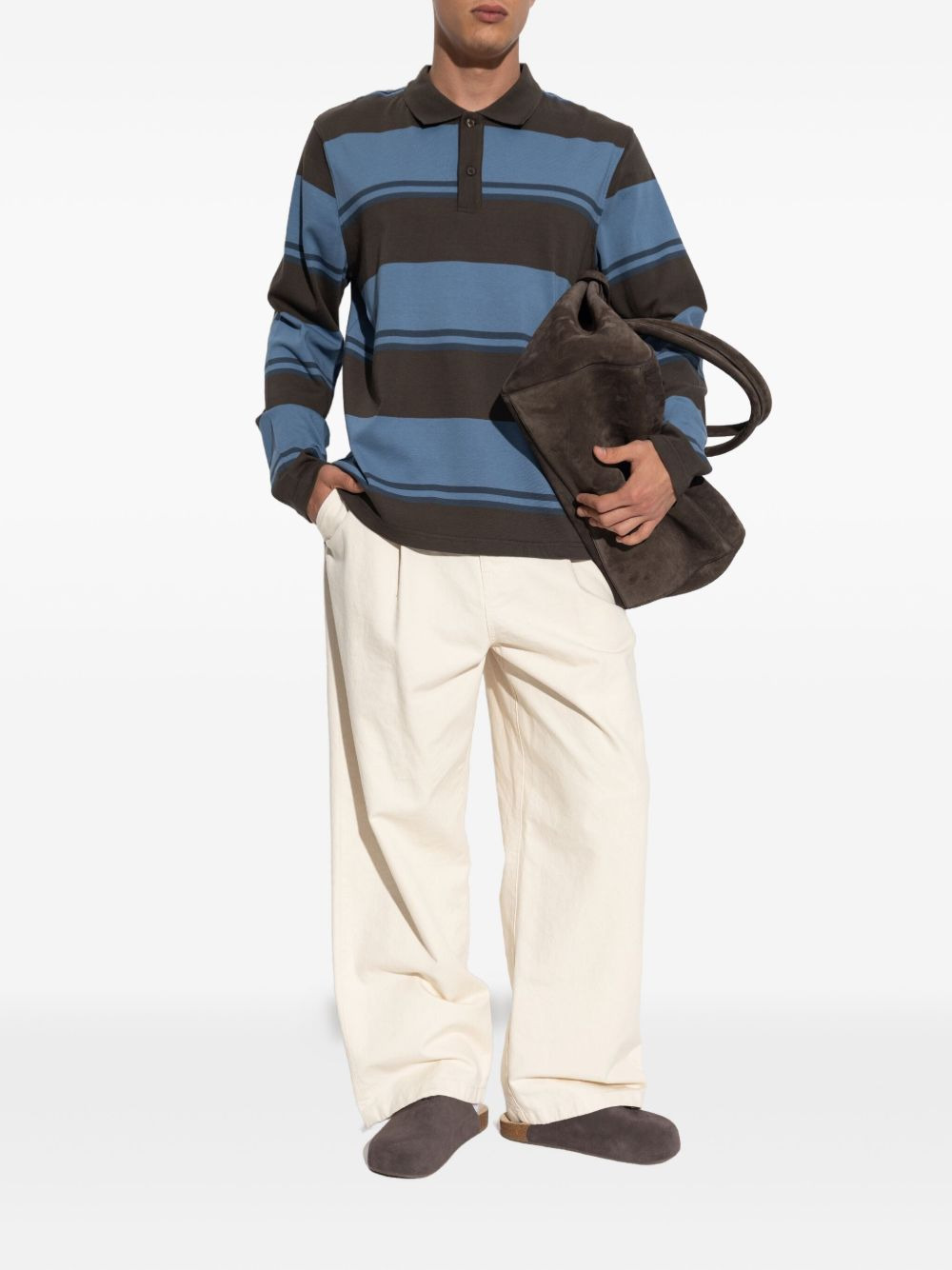 striped long-sleeve polo shirt - 2