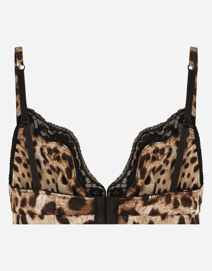 Leopard-print padded triangle bikini top - 2