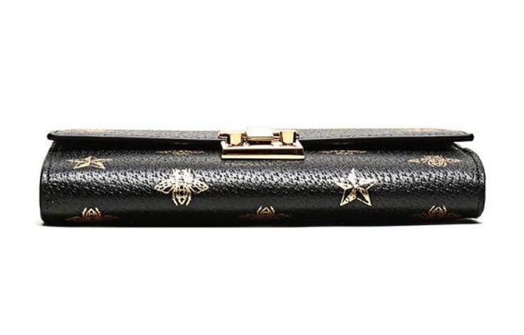 (WMNS) Gucci Padlock Metallic Bee Star Printing Leather Chain Wallet Shoulder Bag Armpit Black Handb - 5
