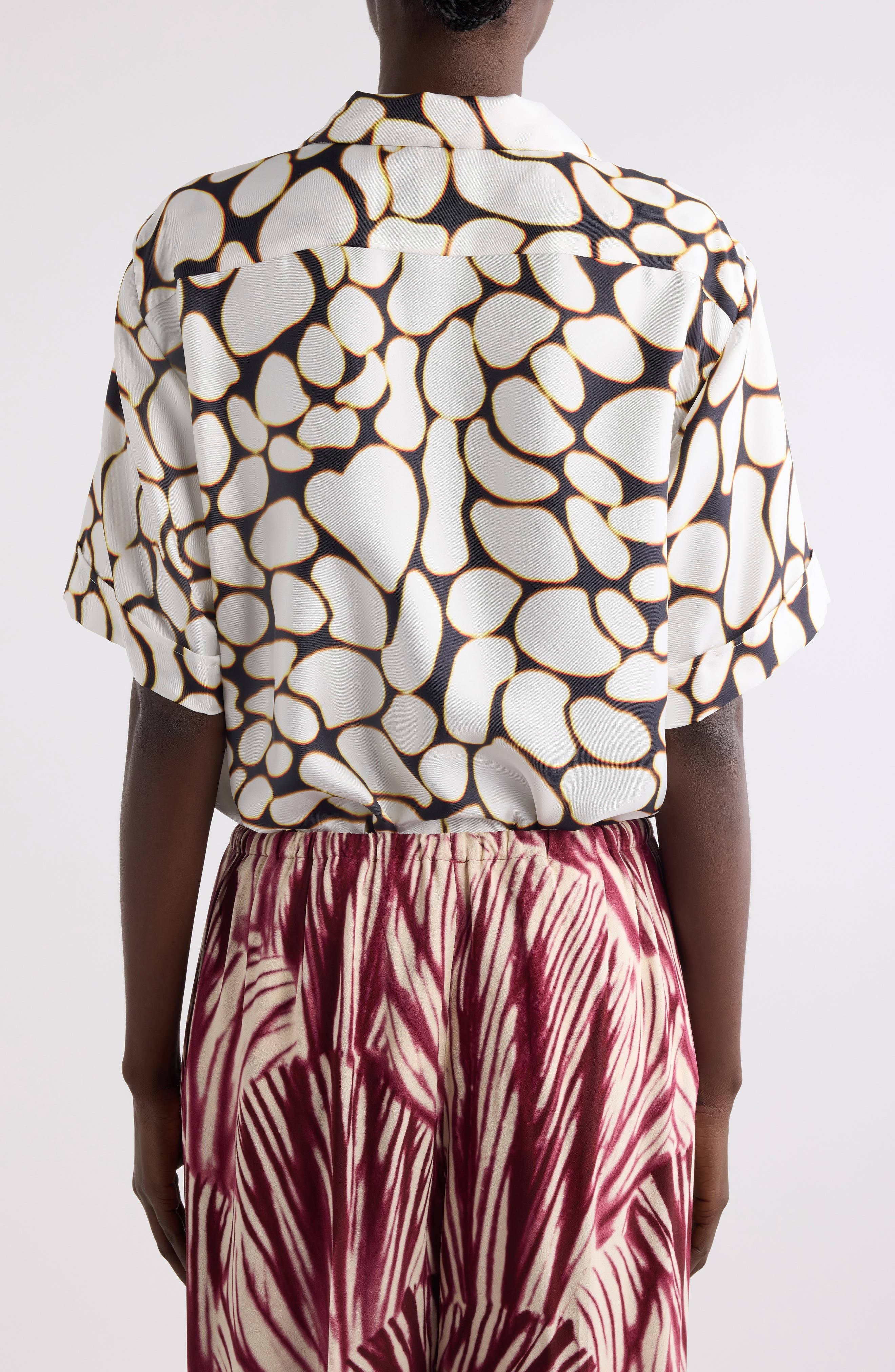 Dries Van Noten Clive Print Silk Camp Shirt in Off White at Nordstrom - 3