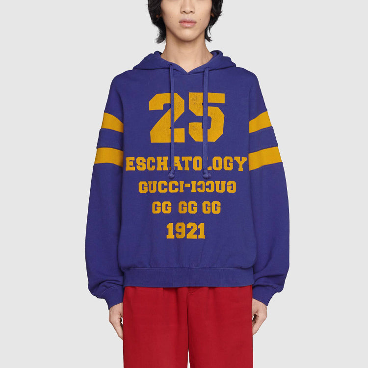 Men's Gucci SS21 Alphabet Stripe Printing Pullover Blue 655469-XJDHN-4120 - 3