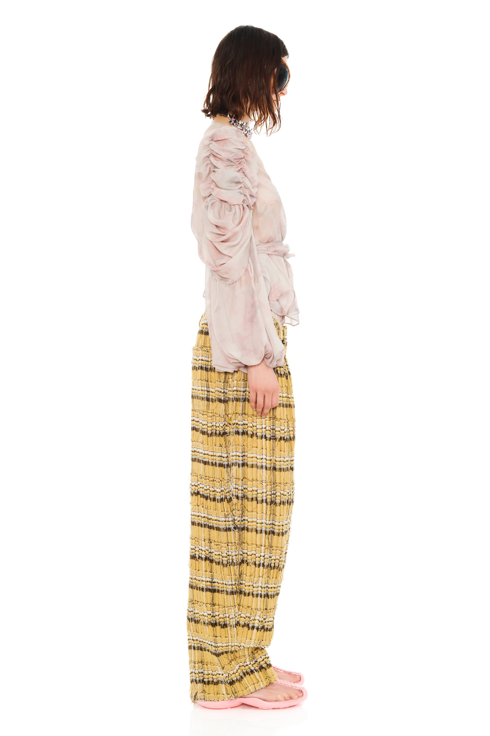 BEIGE WATERCOLOR ROSES CELOSIA WRAP TOP - 4