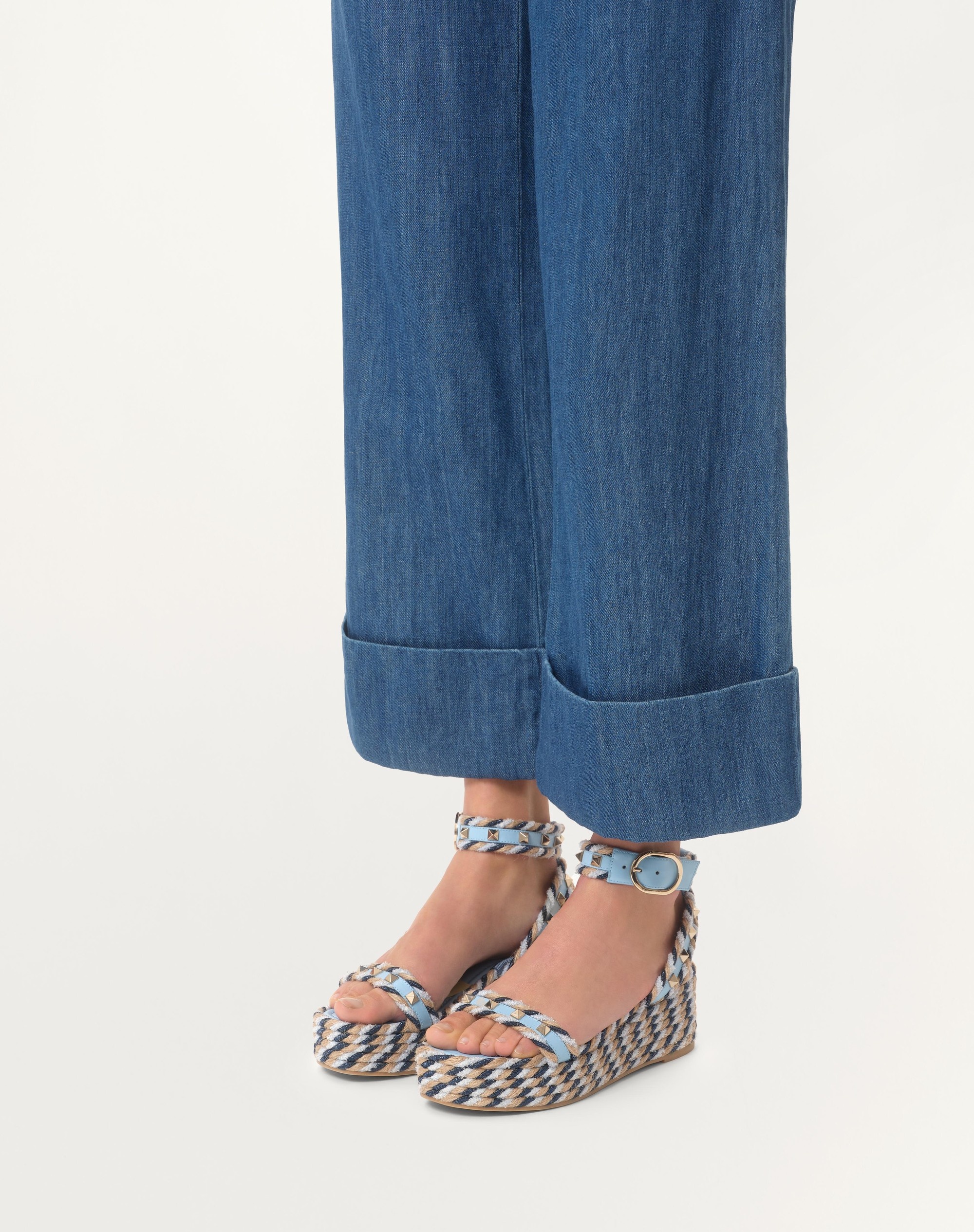 ROCKSTUD FLATFORM SANDAL IN CALFSKIN 45MM - 2