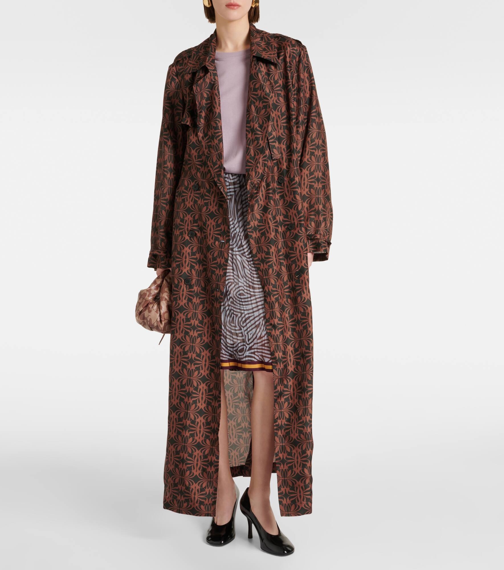 Printed silk satin trench coat - 2