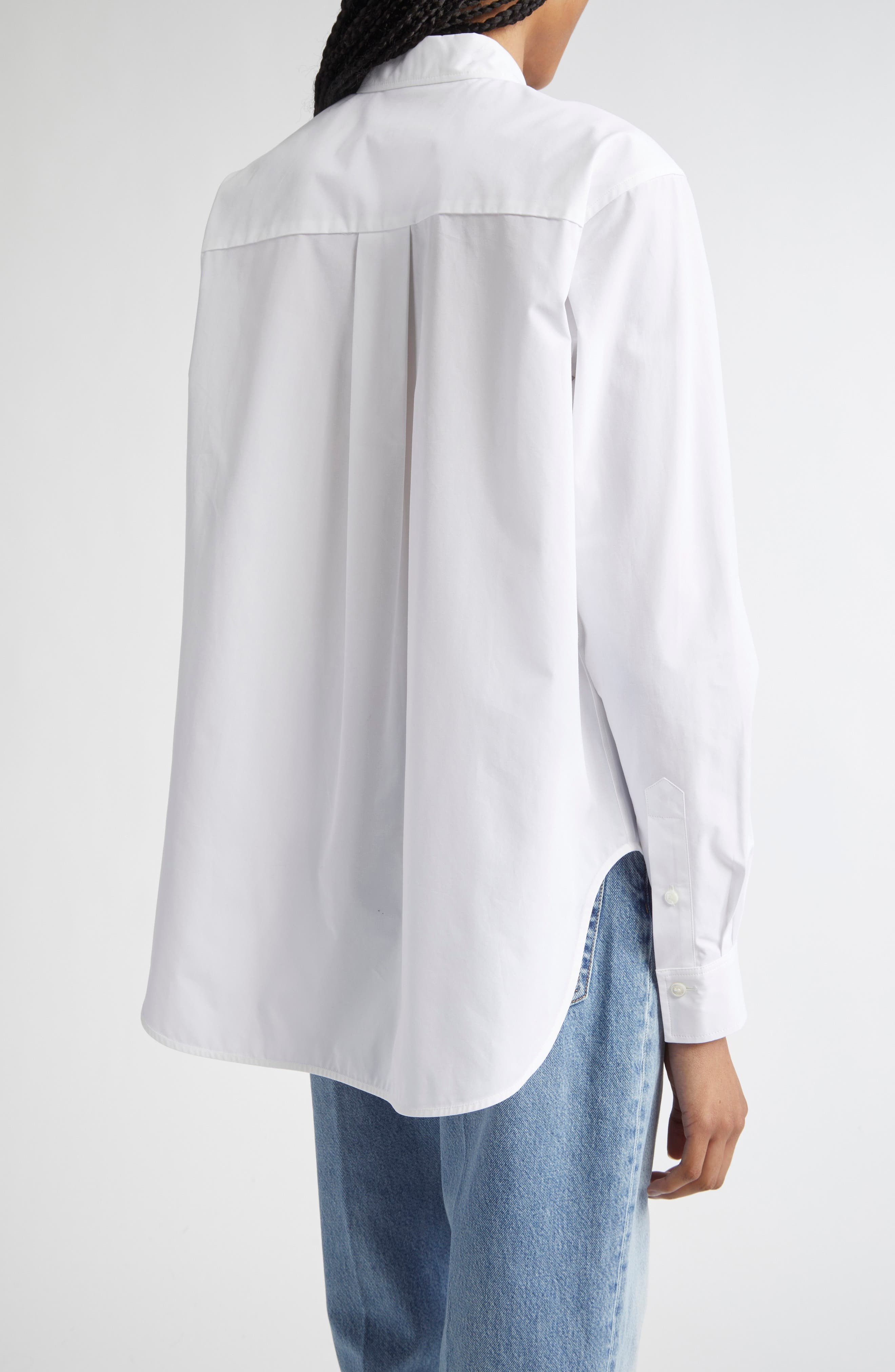 TOTEME Signature Organic Cotton Poplin Button-Up Shirt in White at Nordstrom - 2