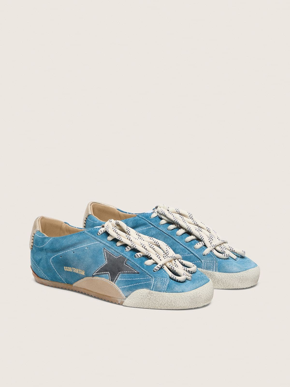 Men's True-Star in teal suede with black star and cream heel tab - 7