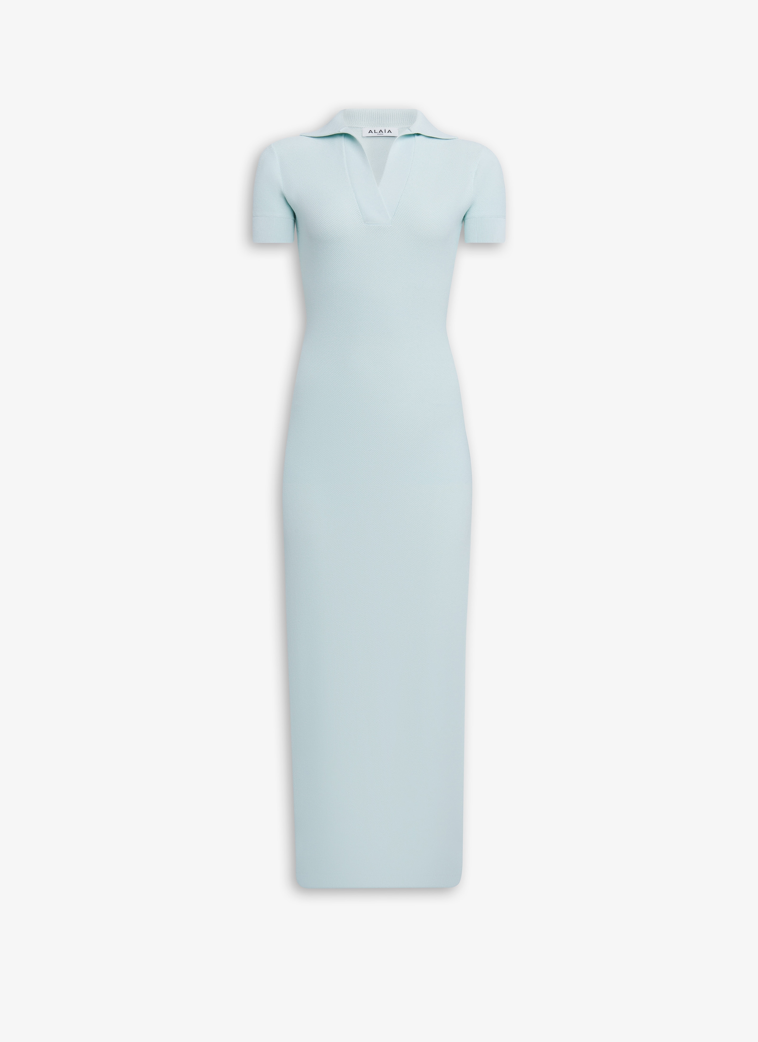 Alaia LONG POLO DRESS IN PIQUE KNIT REVERSIBLE