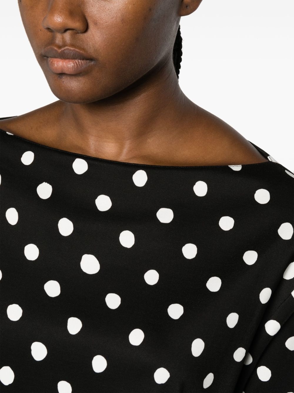 polka-dot boat-neck cropped blouse - 5