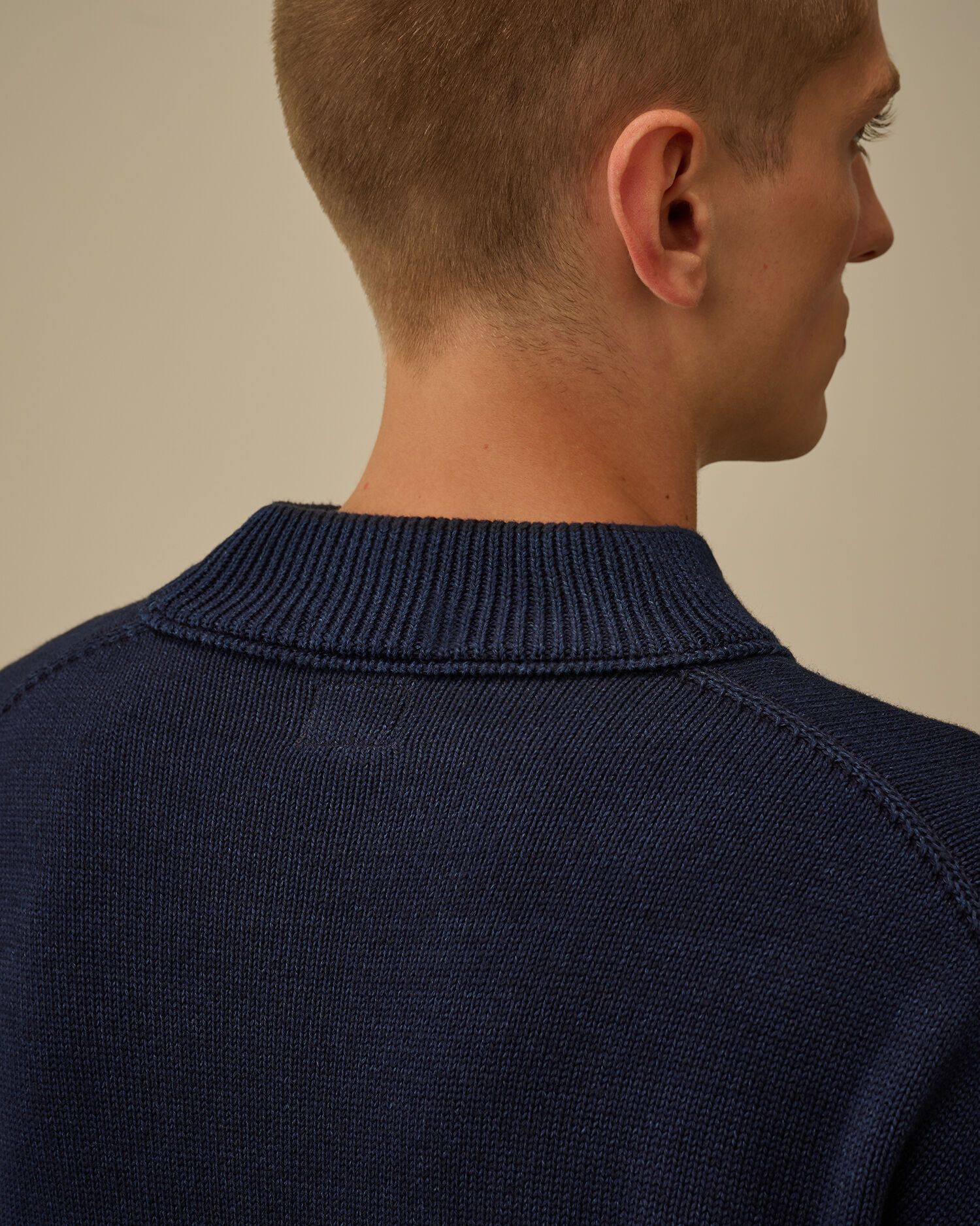 Indigo Cotton Vanisè Mock Neck Sweater - 6