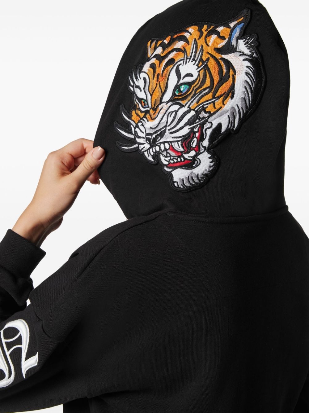logo-embroidered cropped hoodie - 4