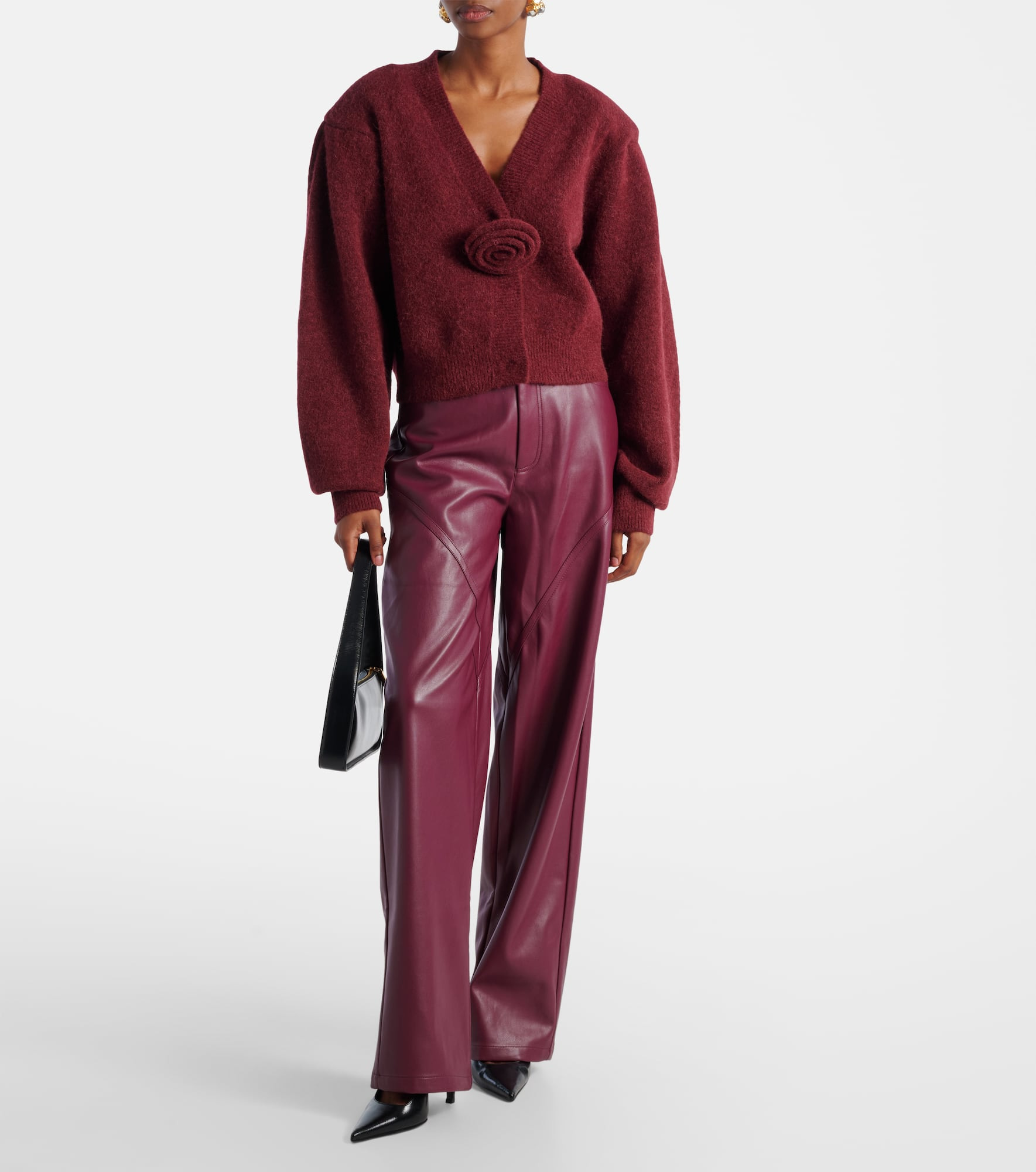Floral-appliqué wool-blend cardigan - 2