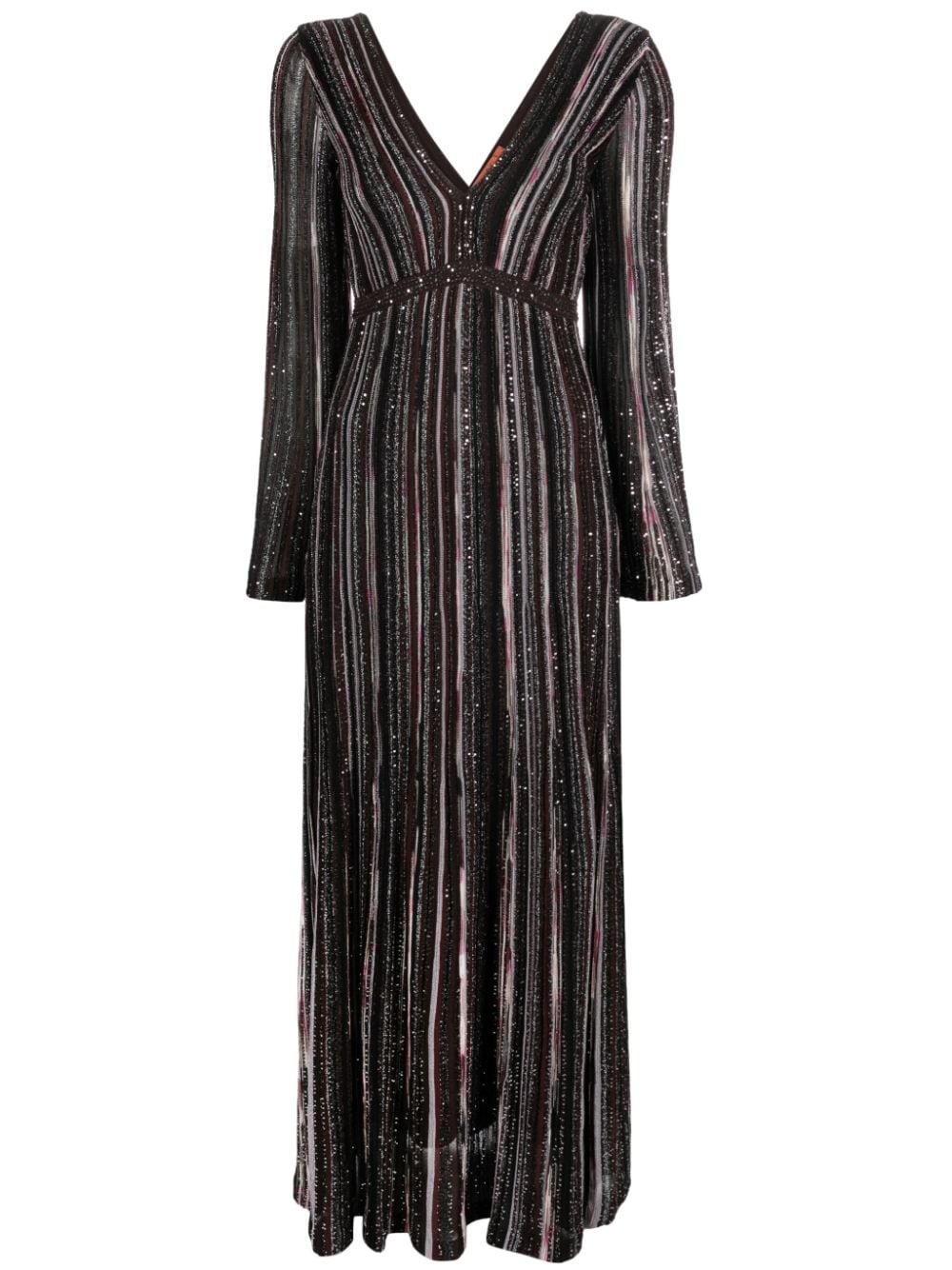 sequinned striped maxi dress - 1