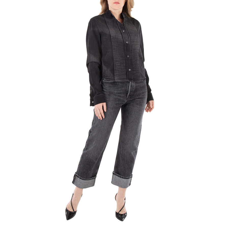 Loewe Pleated Wingtip Collar Denim Shirt - 3