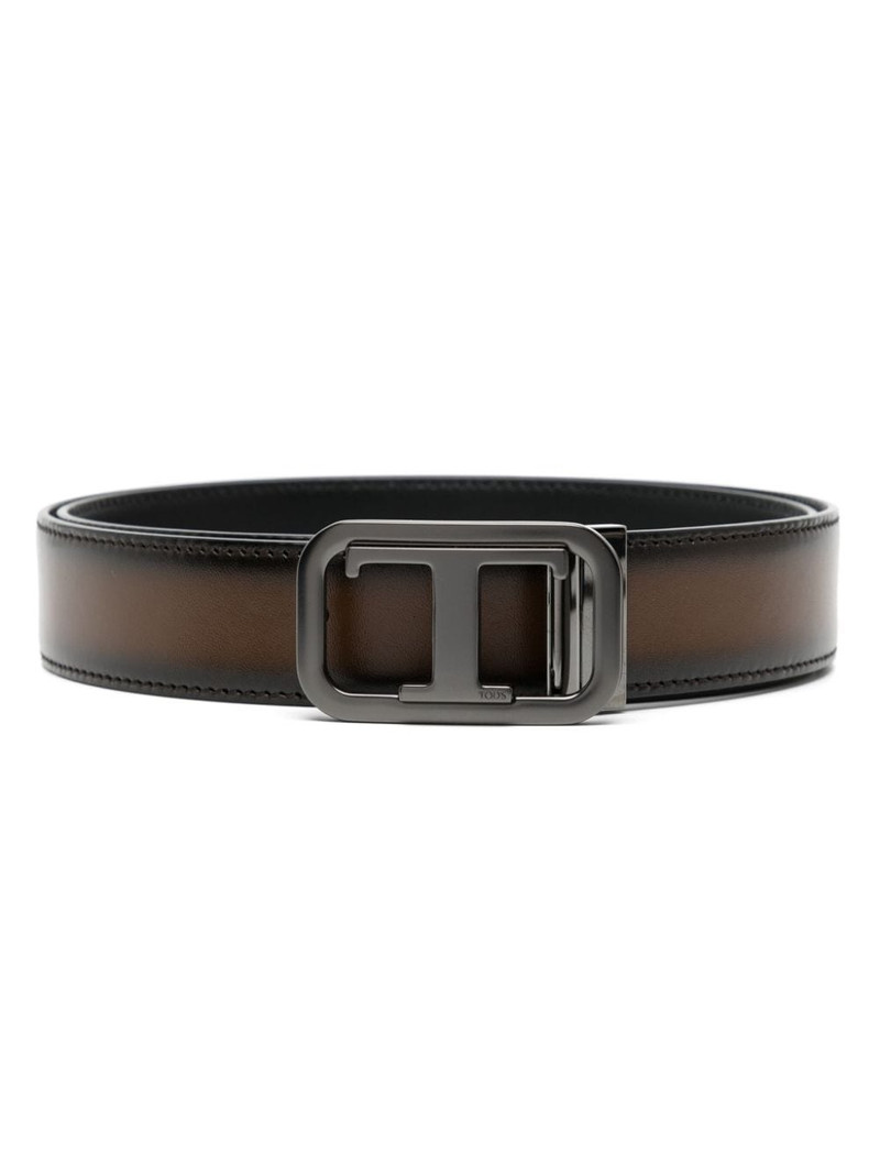 logo-buckle leather belt 1
