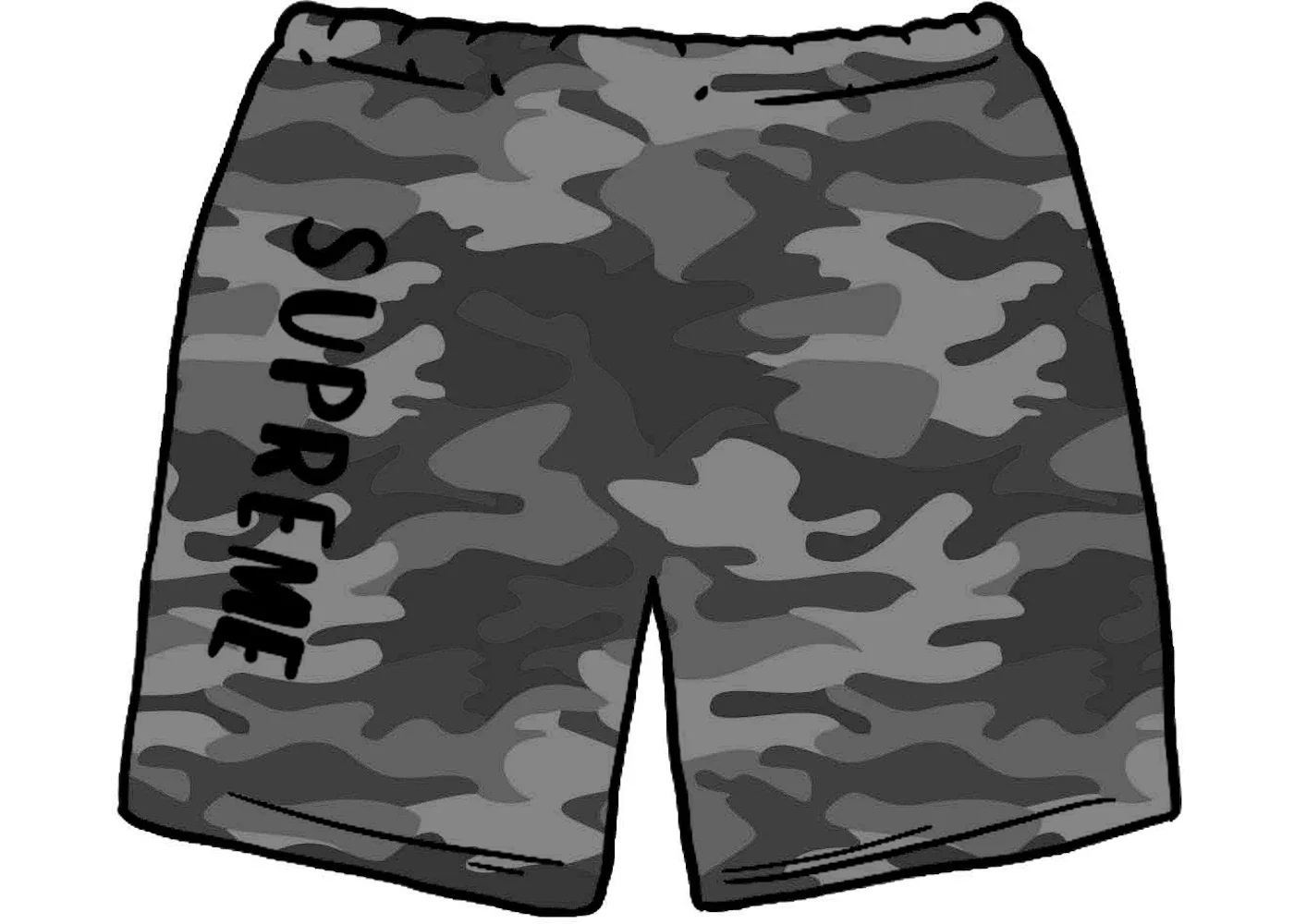 Supreme Overdyed Sweatshort Black Painted Camo - 1