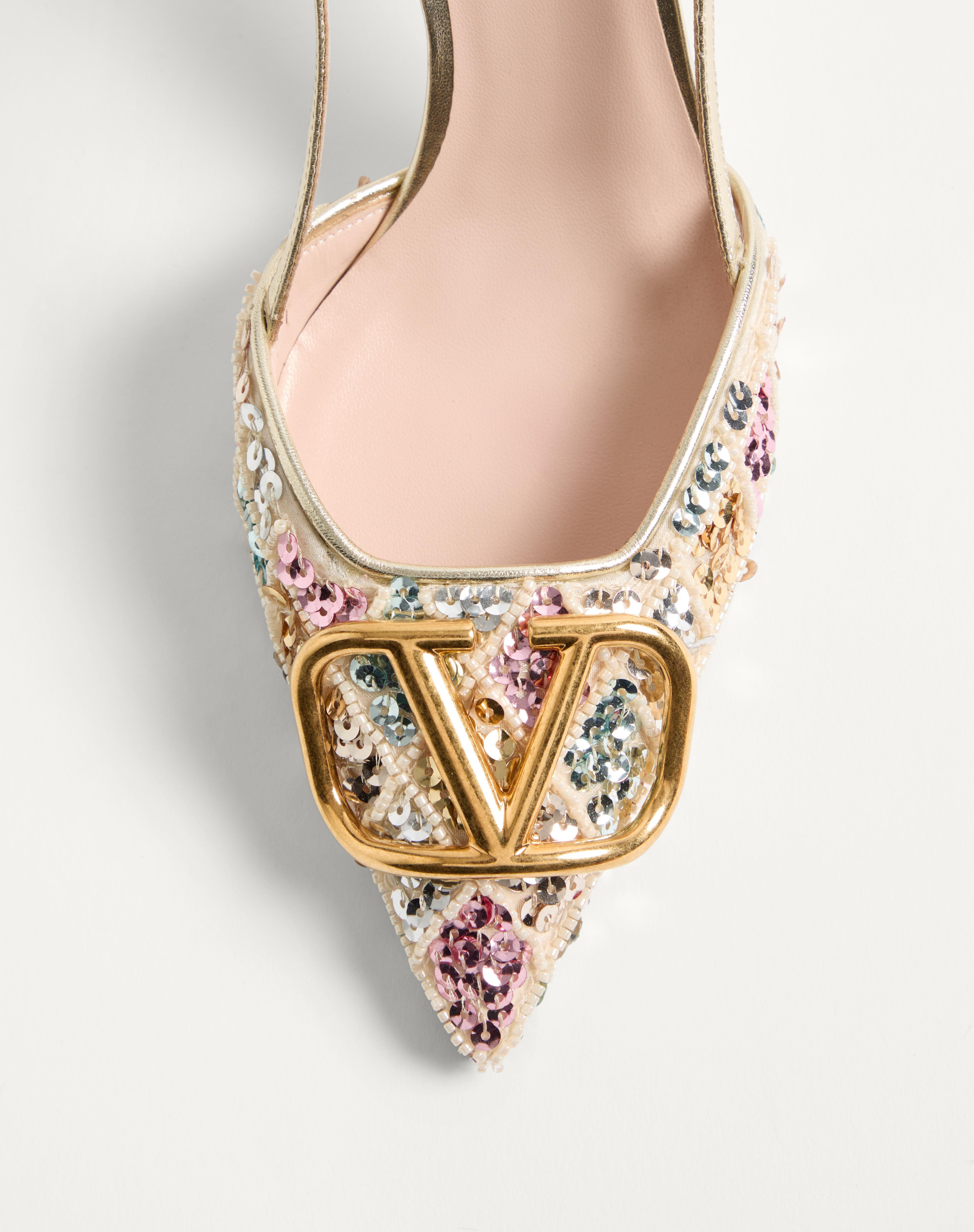VLOGO SIGNATURE SLINGBACK DÉCOLLETÉ WITH RHOMBELLE EMBROIDERY 80 MM - 6