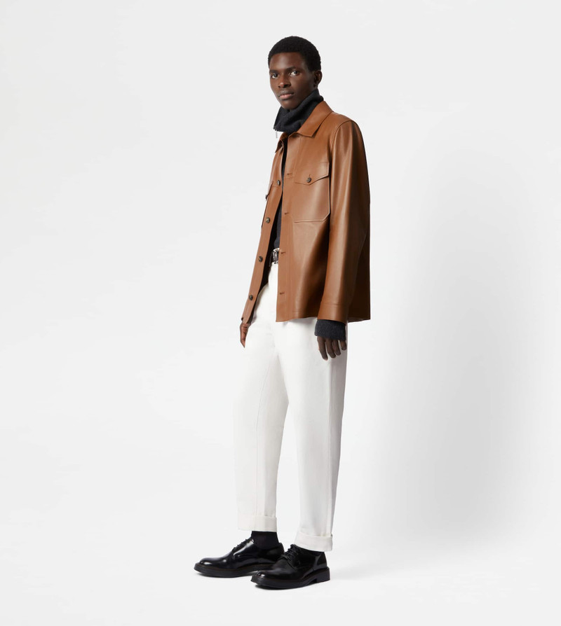 OVER SHIRT IN NAPPA LEATHER - BROWN 4
