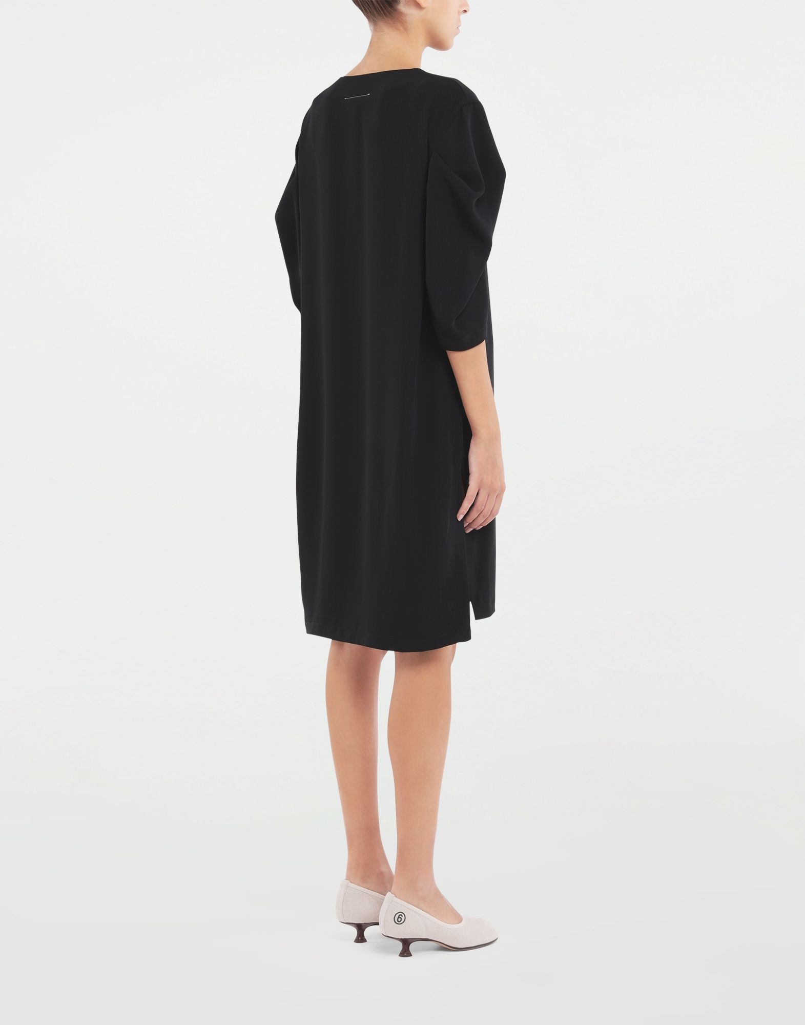 Ruffle draped sleeve dress - 4