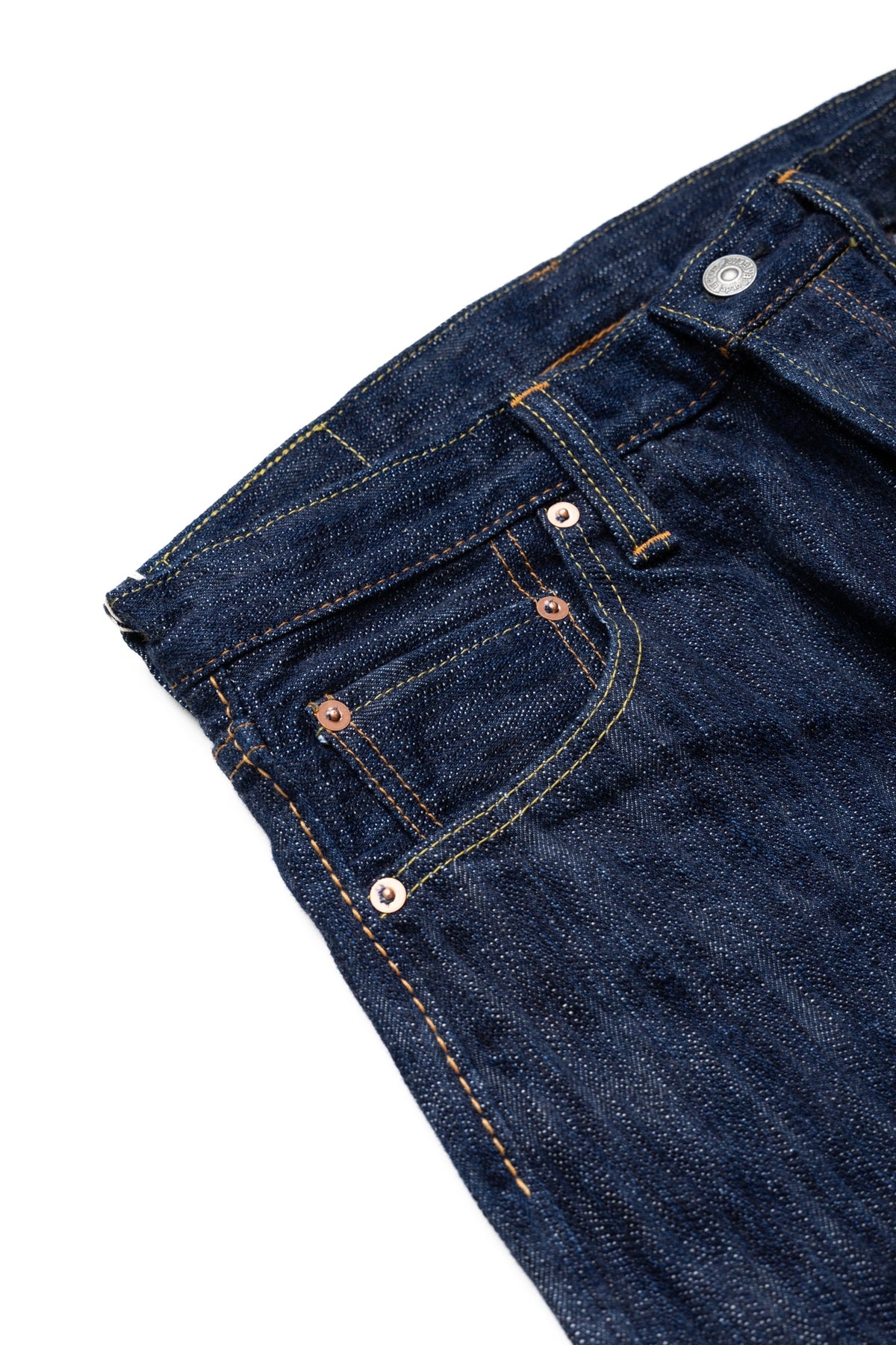 KS-15oz-019 Kasuri Denim Relax Tapered Jeans Blue In Green Version - 6