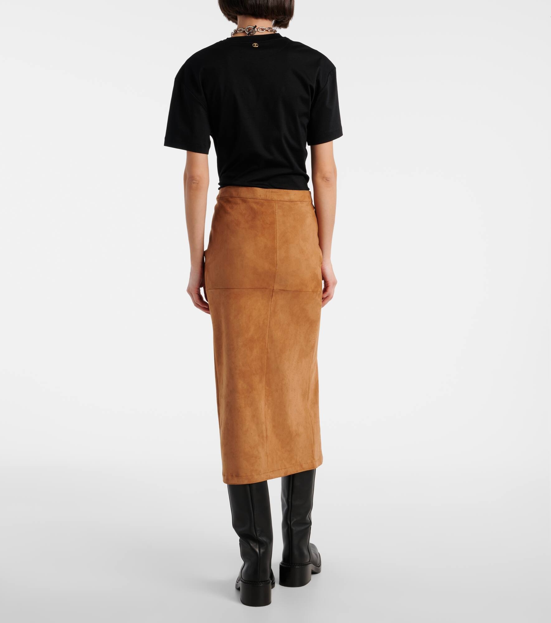 Ruched suede midi skirt - 3