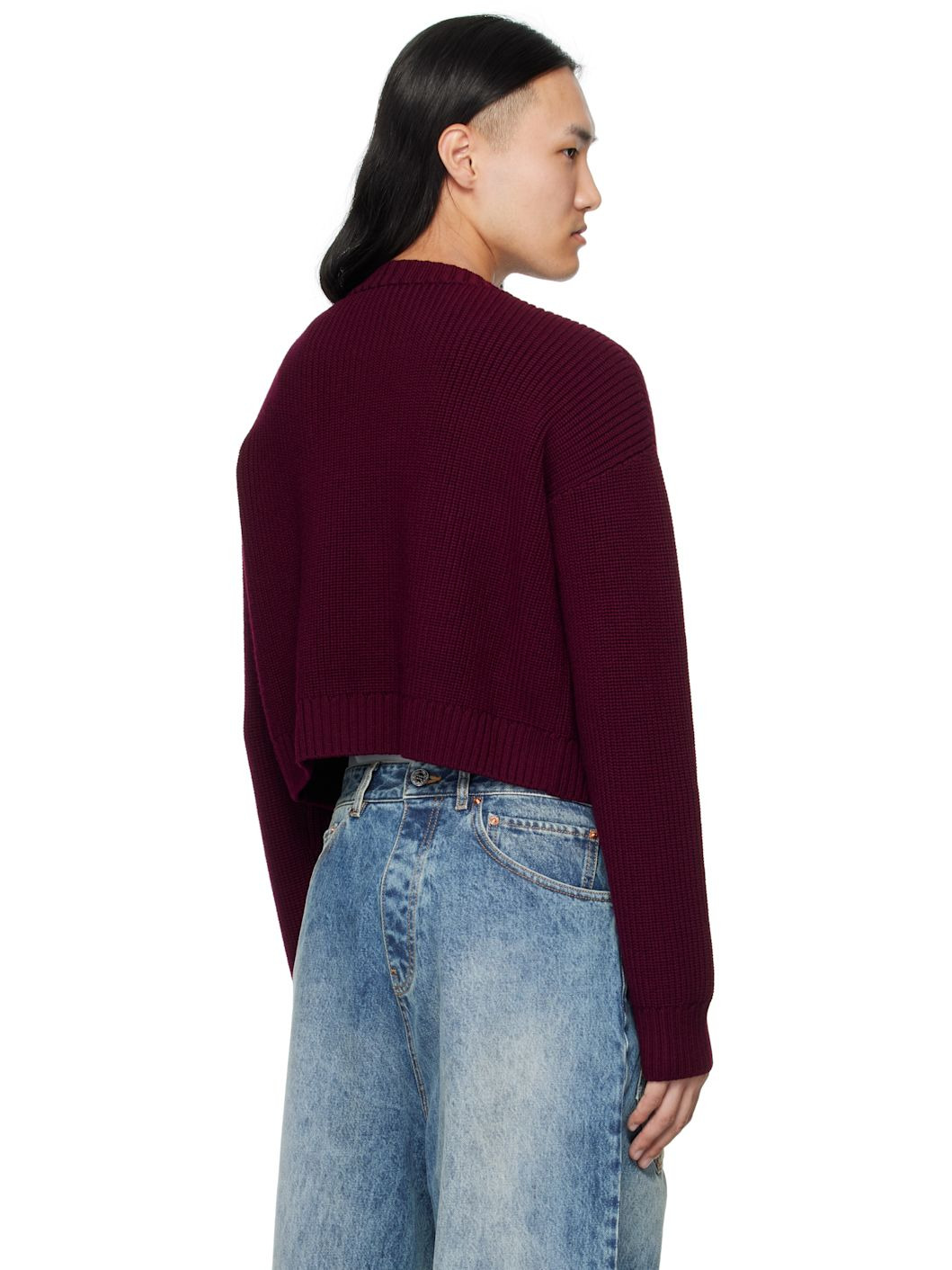 Burgundy Fancy Button Mini Cardigan - 3