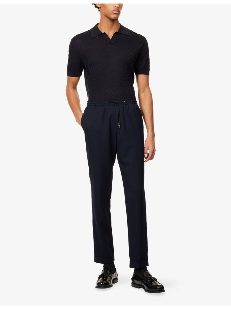 EMPORIO ARMANI Textured Short-Sleeves Knitted Polo Shirt outlook