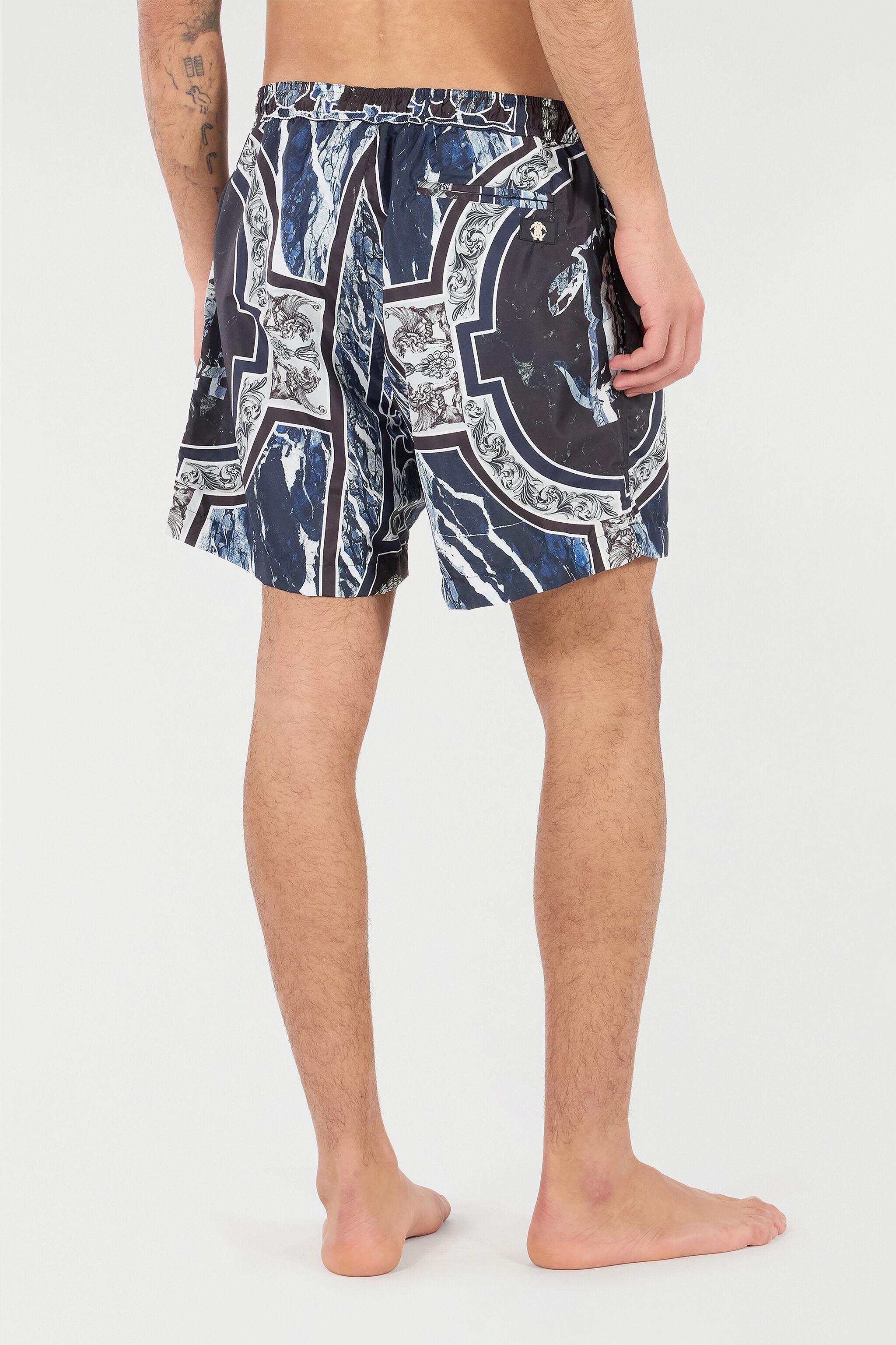 Swim Shorts With Fang And Marble Print - 4