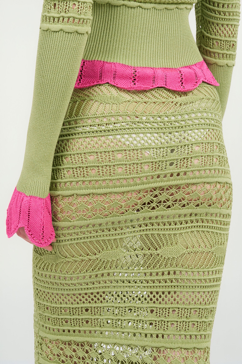Midi Knit Skirt with Contrast Detail 7