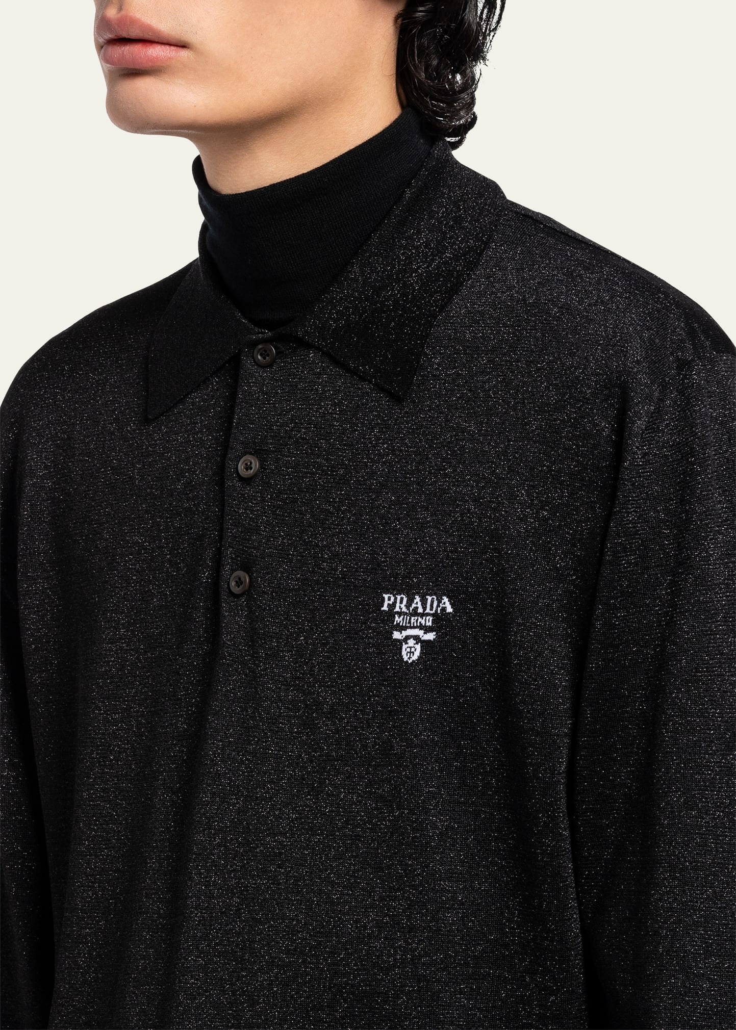Men's Lurex Logo Polo Sweater - 5