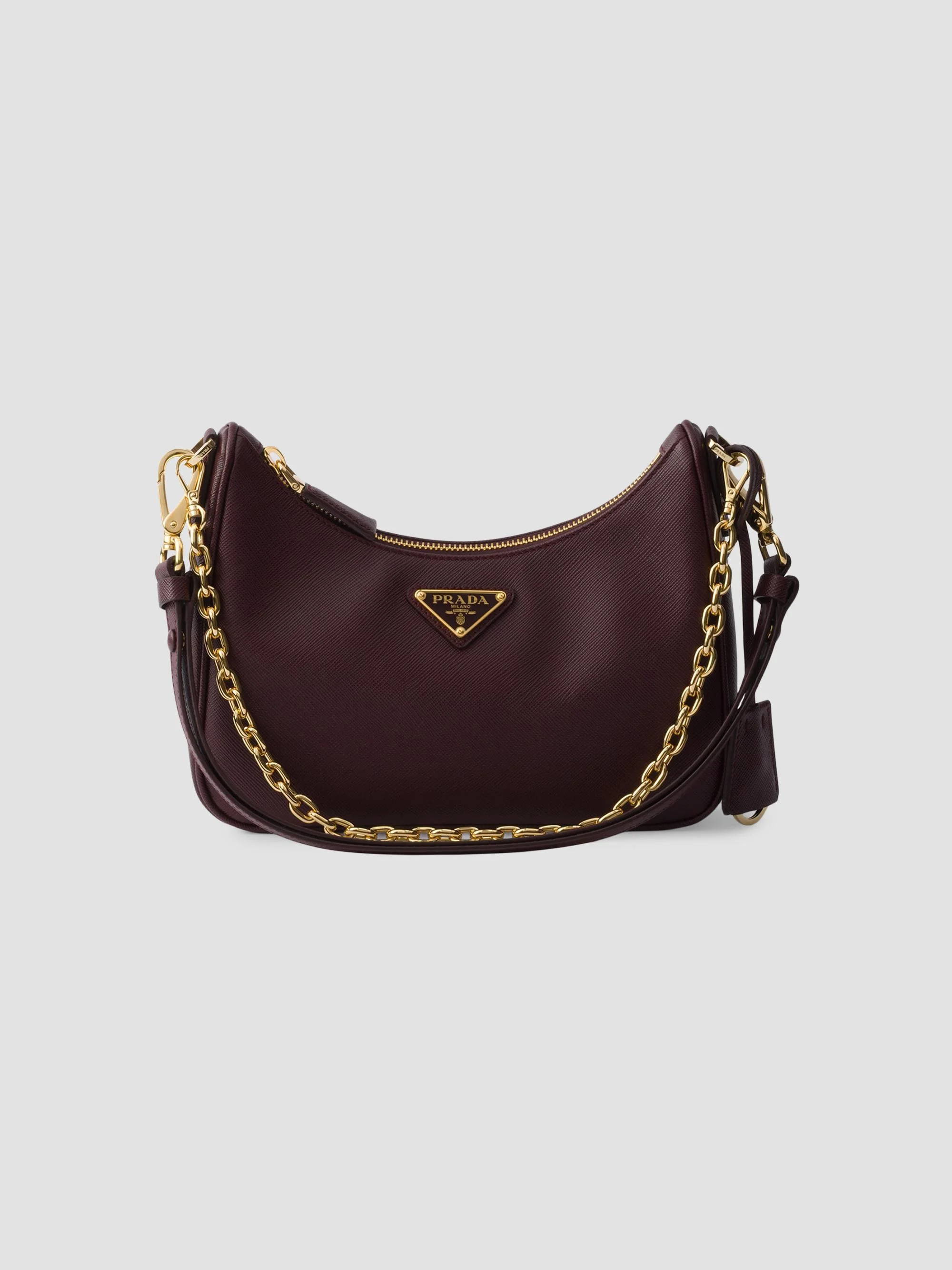 Women's Re-Edition Saffiano Leather Shoulder Bag - Dark Red - 1
