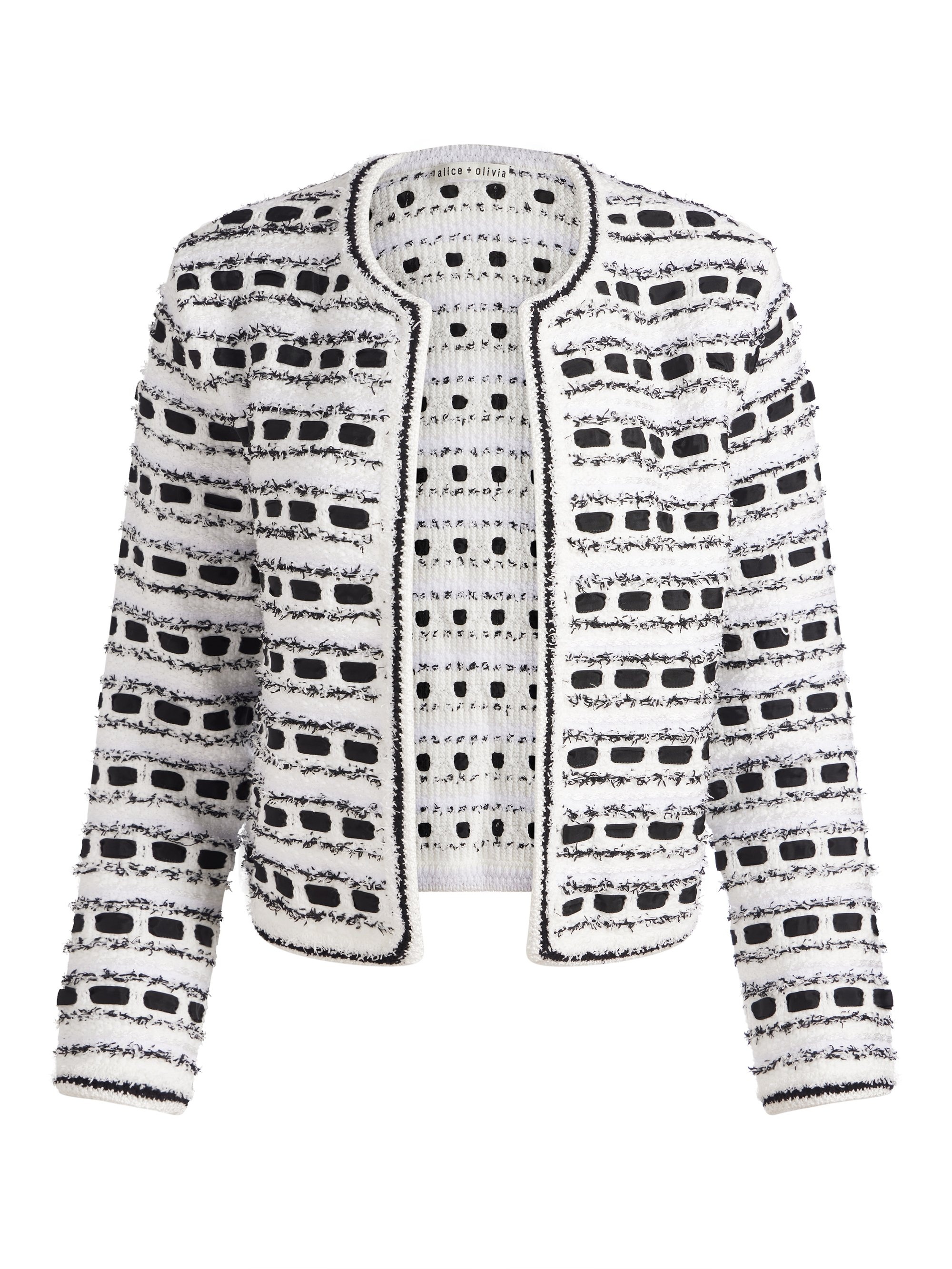 MARJORIE TEXTURED TWEED STITCH CARDIGAN JACKET - 1