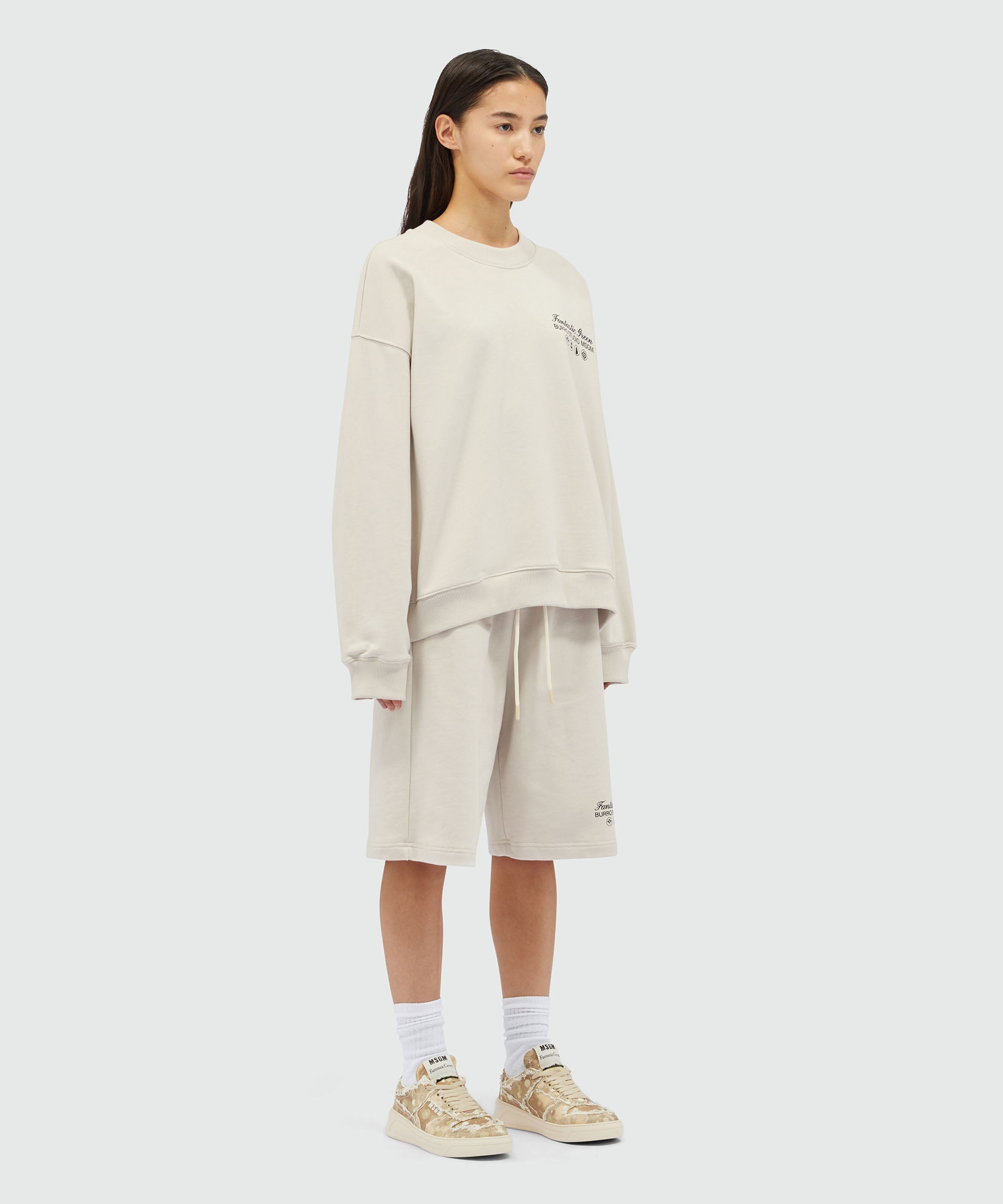 Organic cotton "Fantastic Green Burro Studio" beige sweatshirt - 8