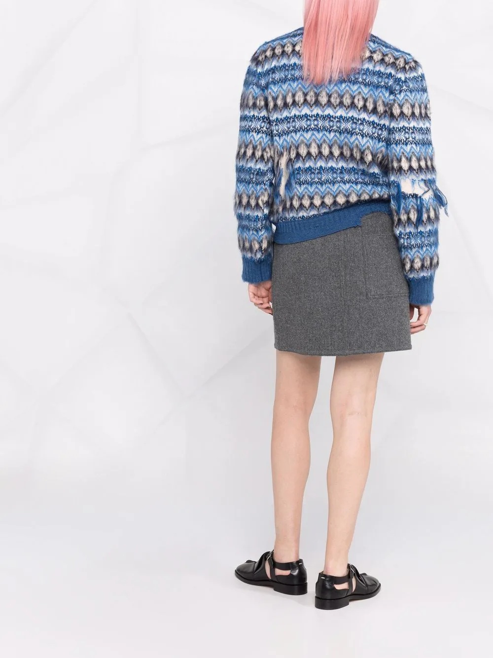 jacquard distressed knitted jumper - 4