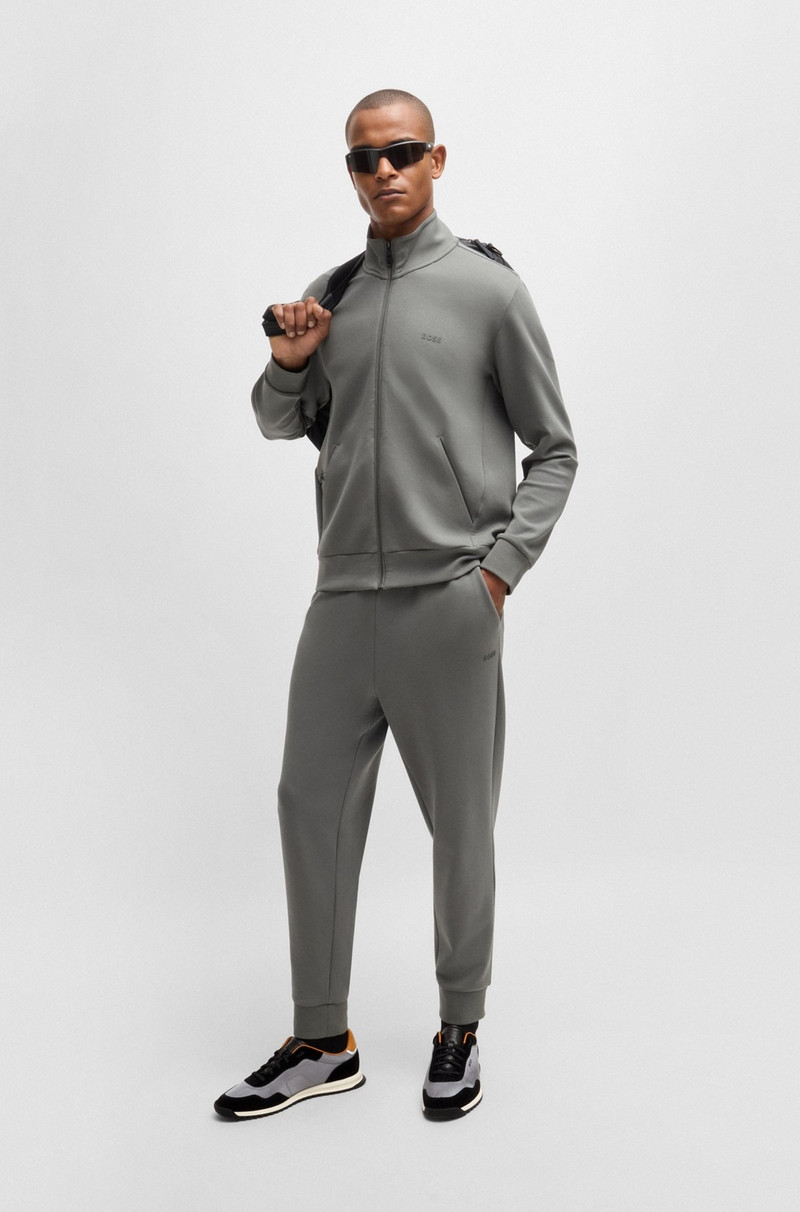 BOSS TEXTURED-FABRIC LACE-UP TRAINERS WITH SUEDE TRIMS outlook