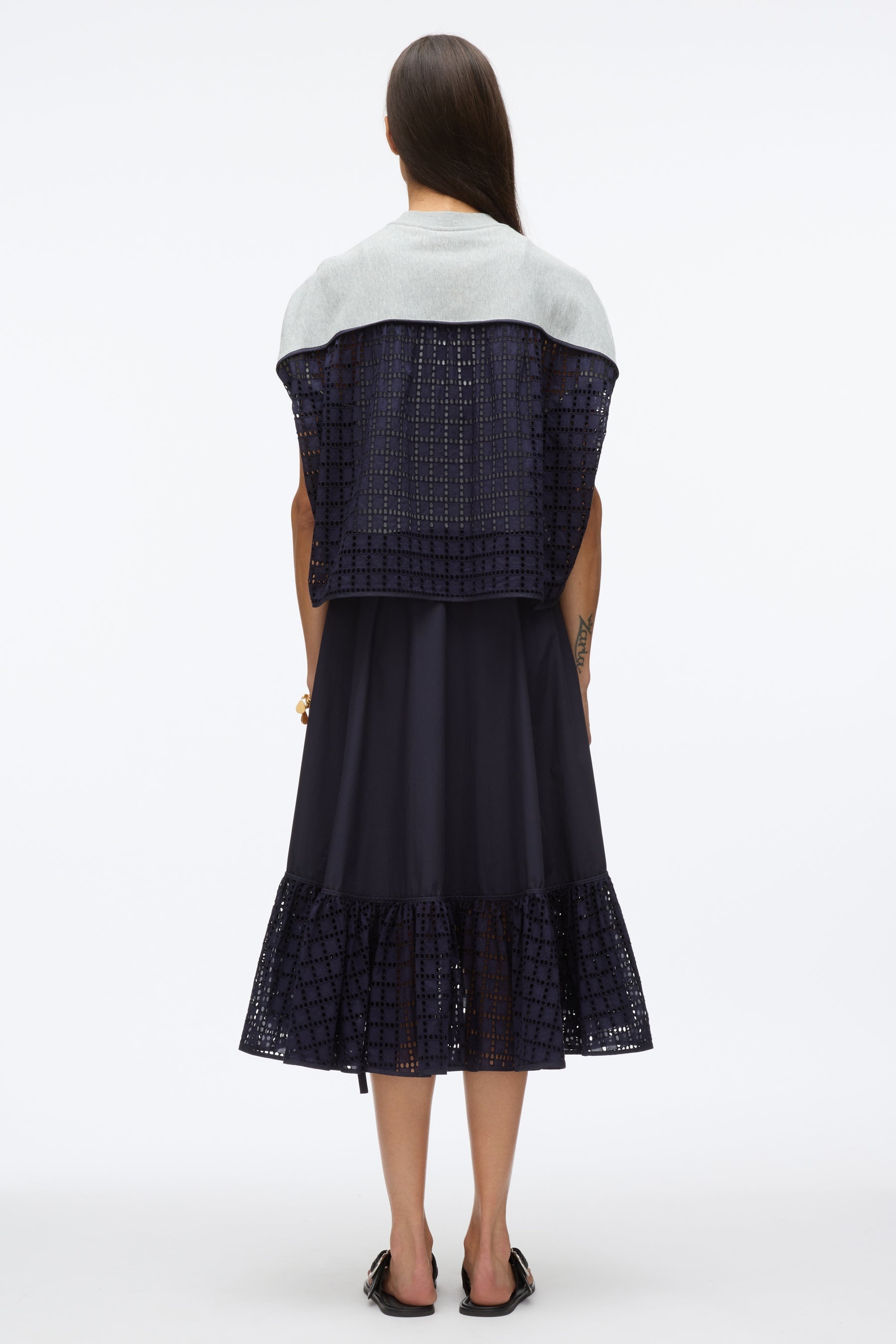 French Terry Dress with Broderie Anglaise - 3