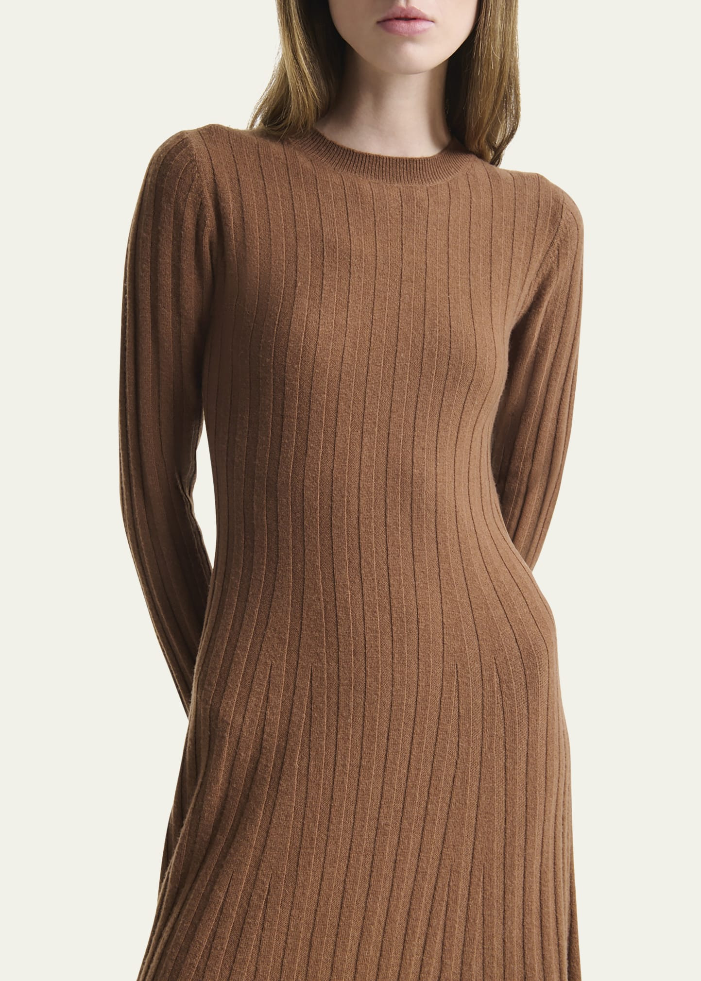 Gia Long-Sleeve Wool-Cashmere Rib Maxi Dress - 5