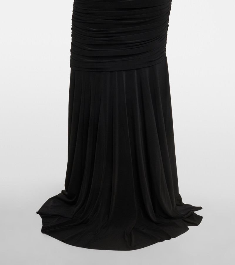 Off-shoulder ruched jersey gown 4