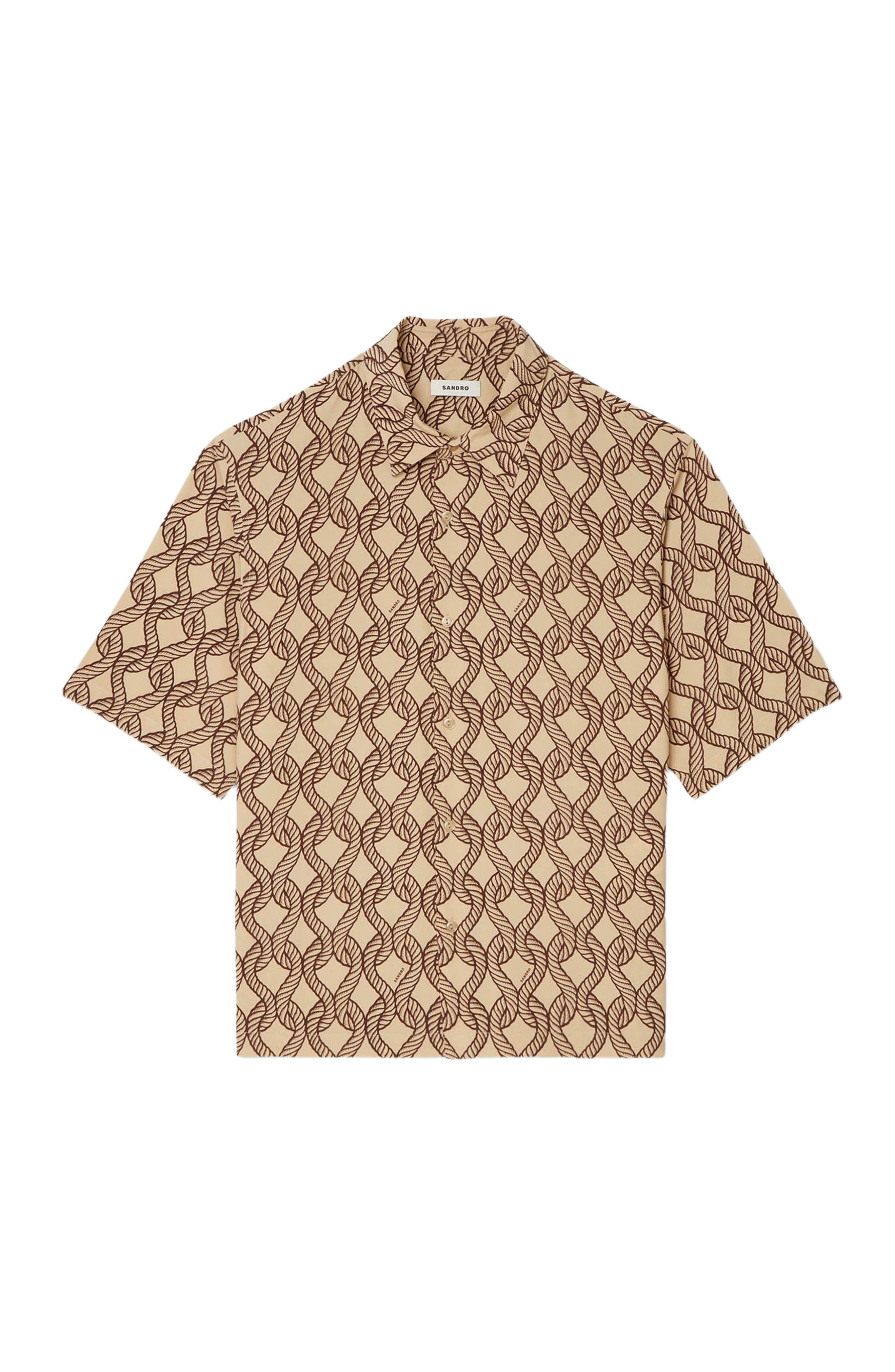 SANDRO Loose-fit rope print shirt in Butter Cream at Nordstrom - 5