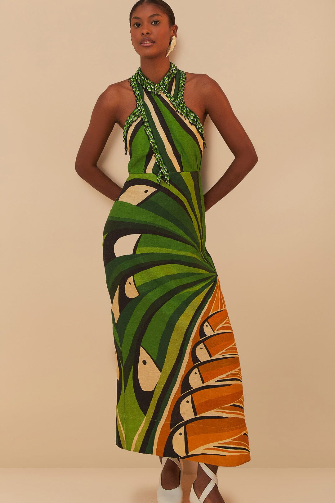 Green Toucan Tree Lenzing™ Ecovero™ Euroflax™ Maxi Dress - 3