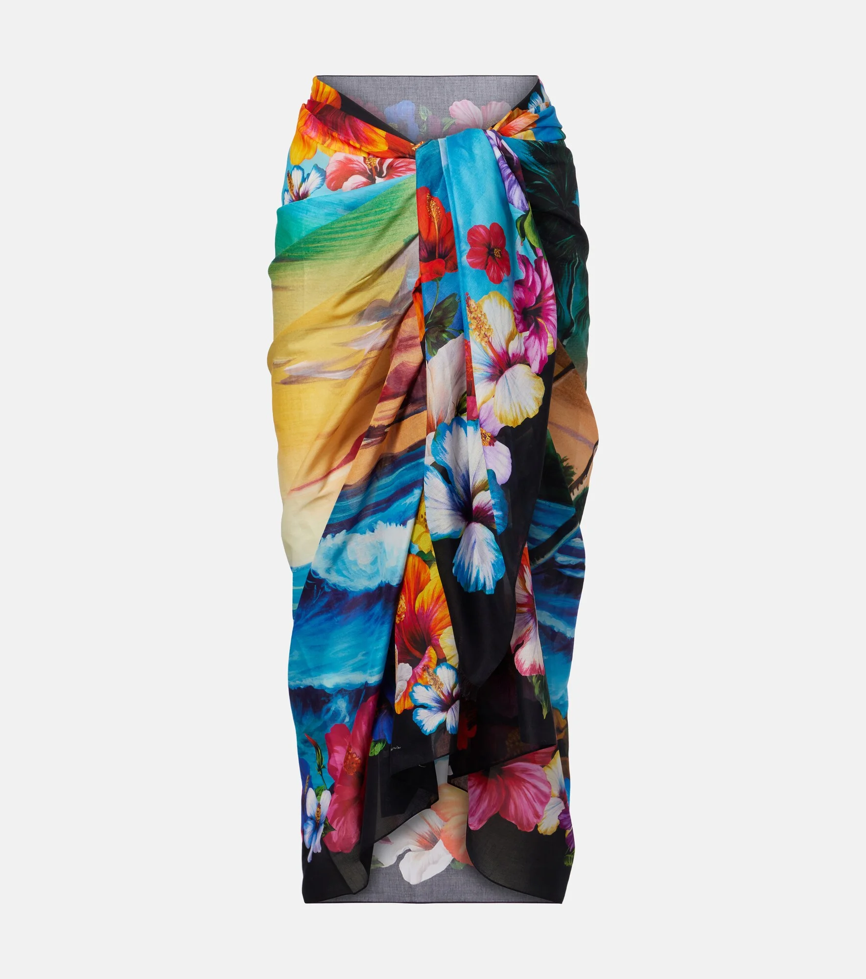 Floral cotton beach cover-up - 1