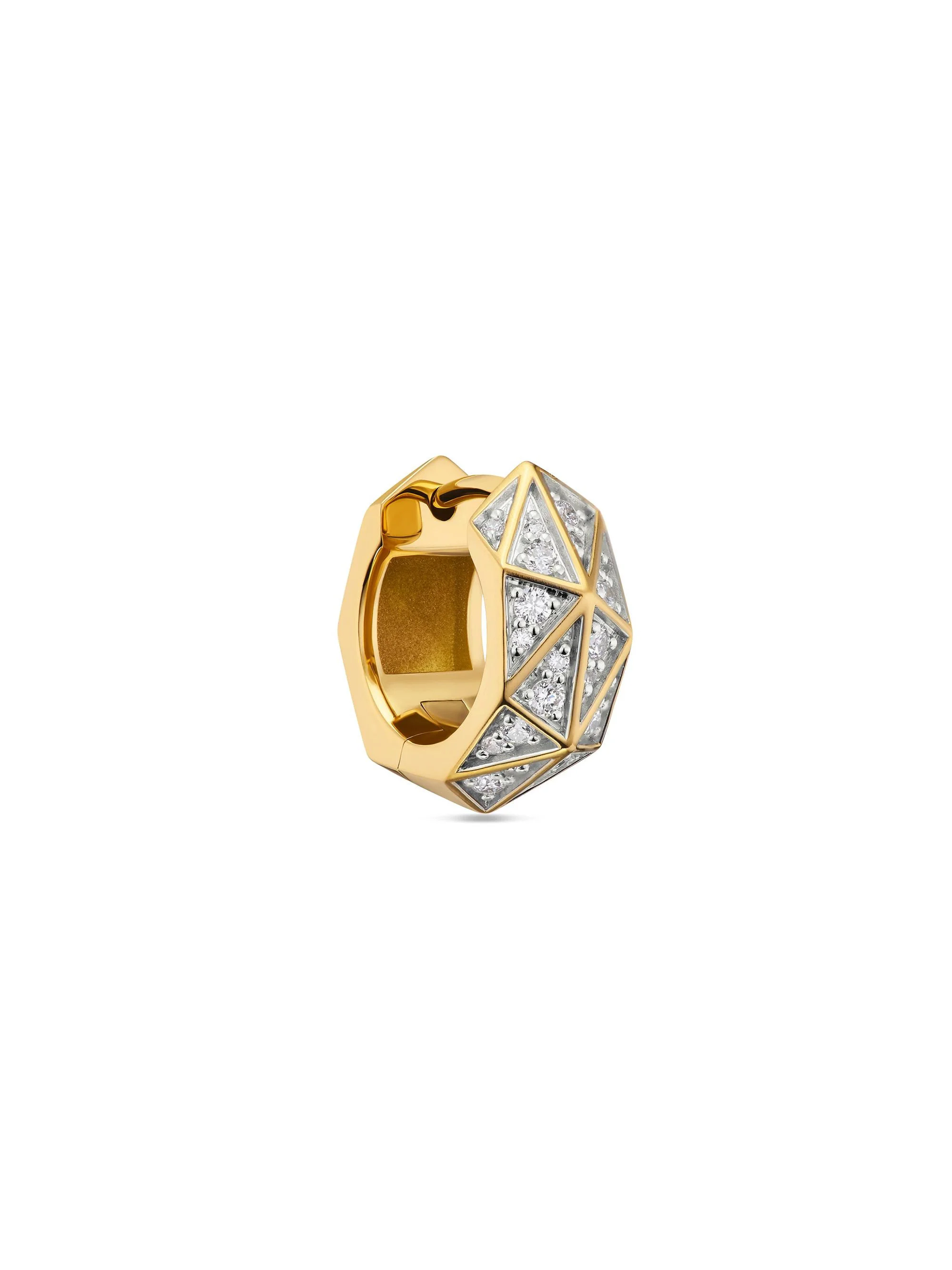Men's Faceted Hoop Earrings in 18K Yellow Gold - Diamond - 1